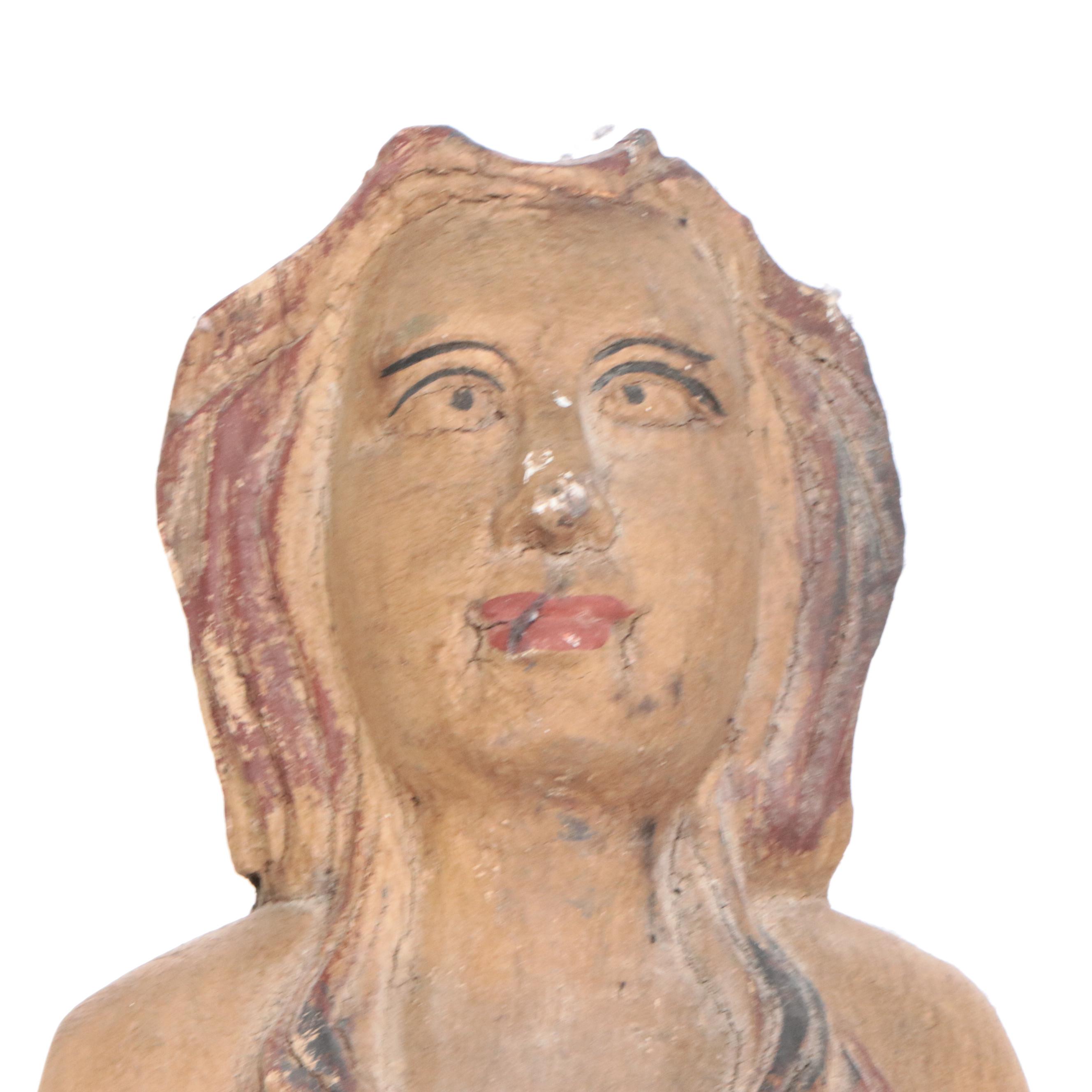 Hand-Carved Polychromed Mermaid Boat Figurehead