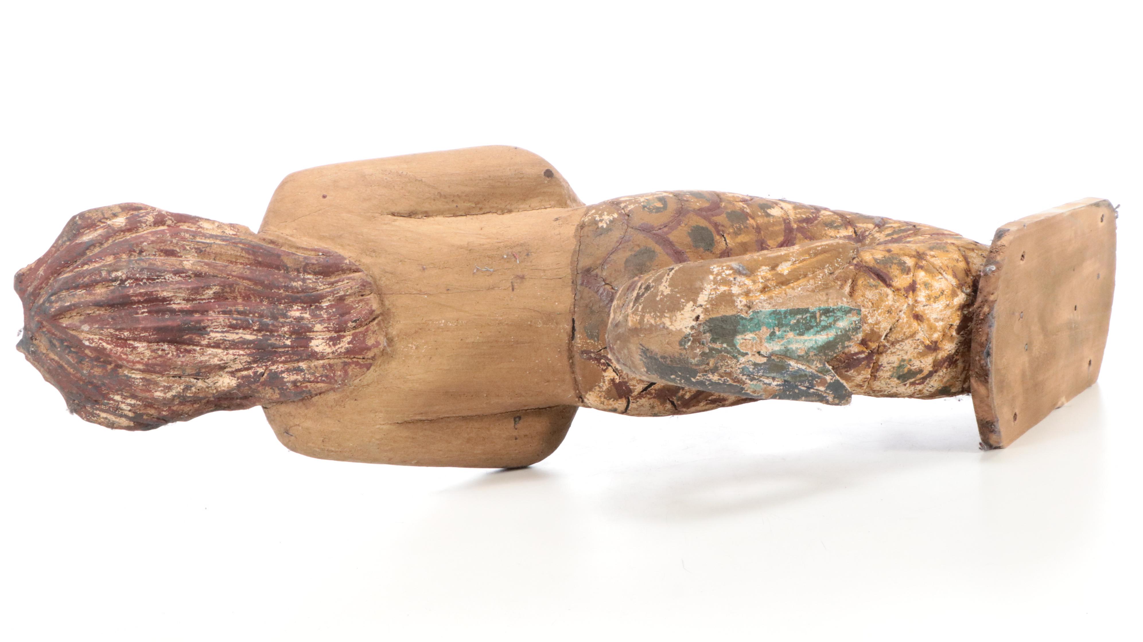 Hand-Carved Polychromed Mermaid Boat Figurehead