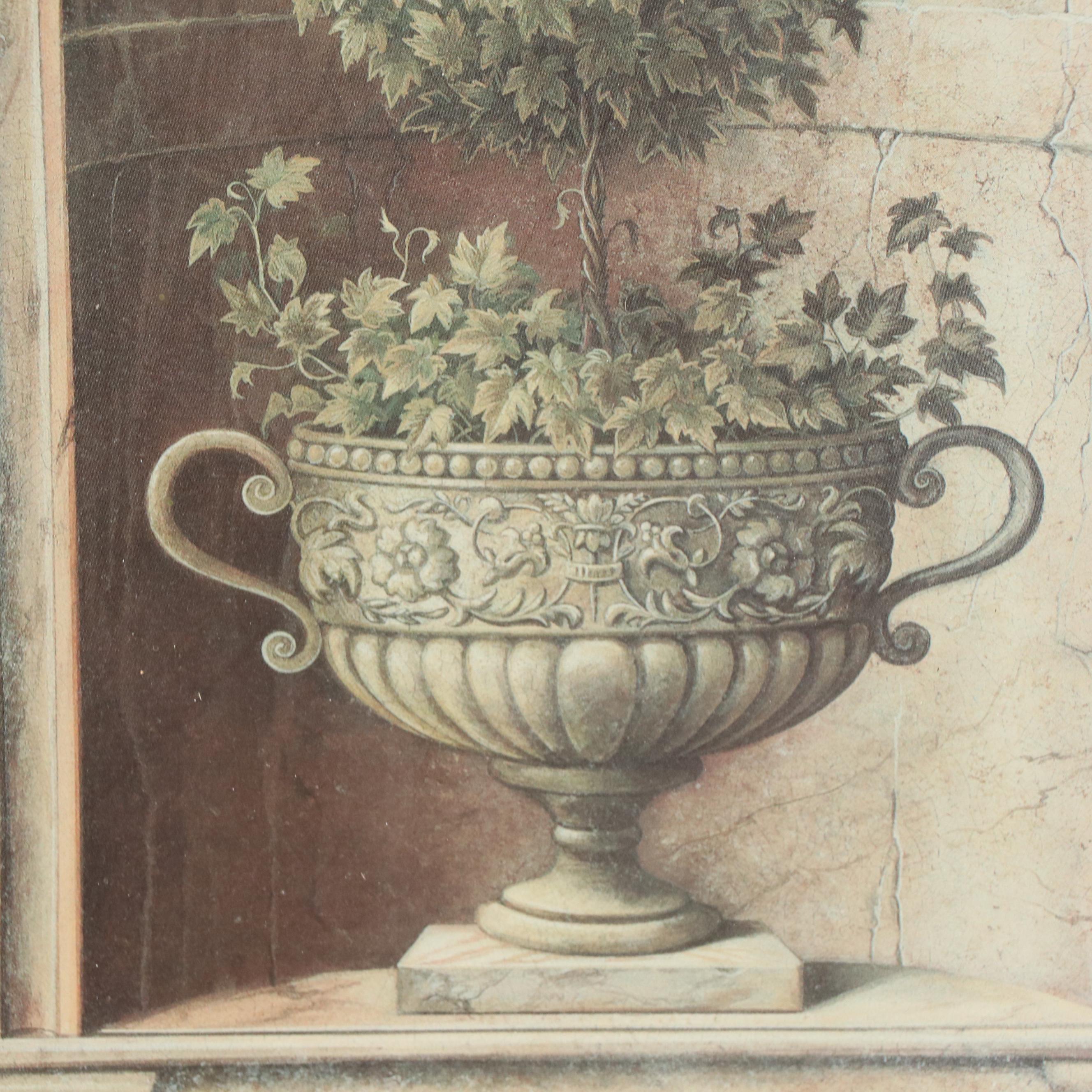 Offset Lithographs After Elaine Vollherbst of Shrubs in Alcoves