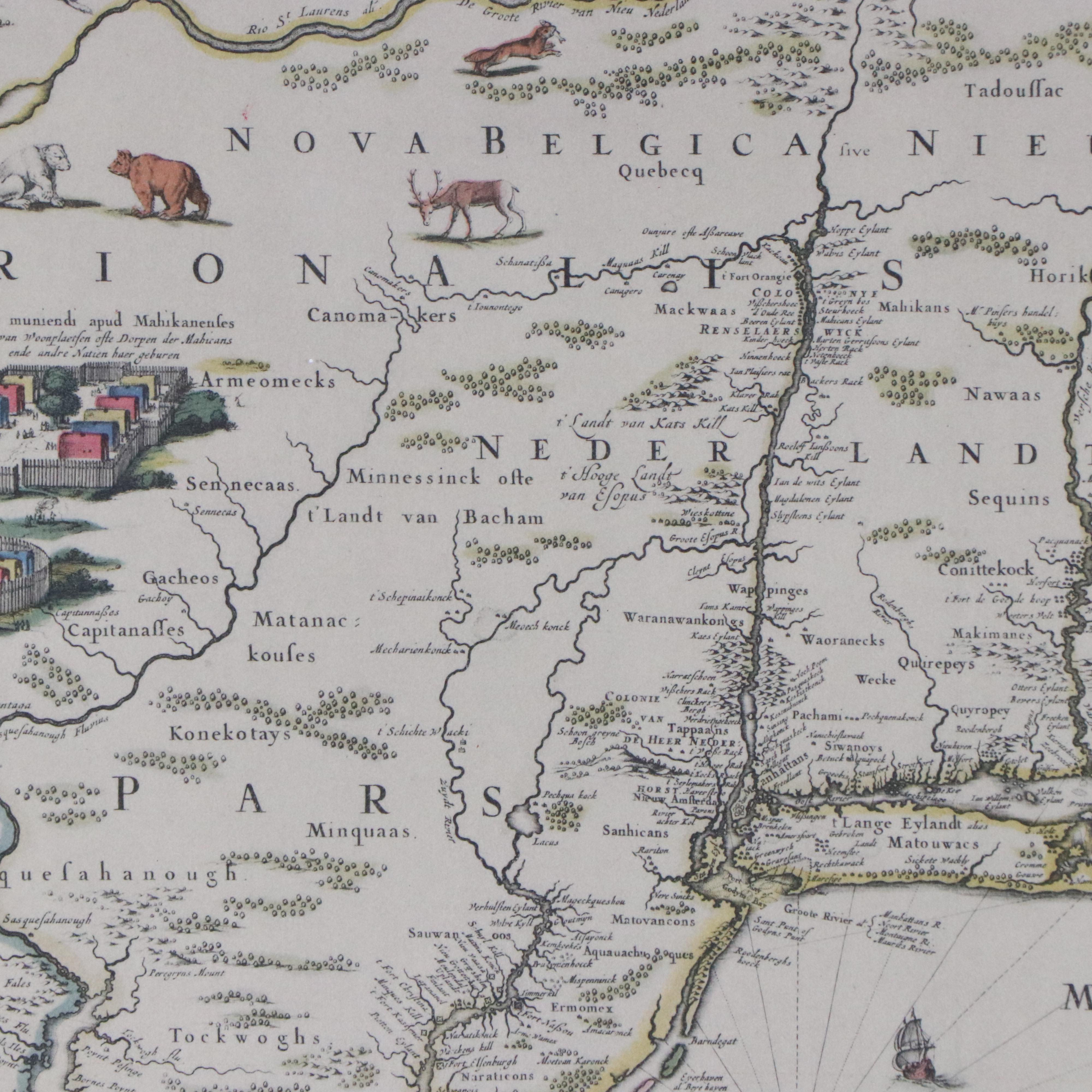 Collotype After 17th Century Nicolao Visscher  Map of New England "Mar Del Nort"