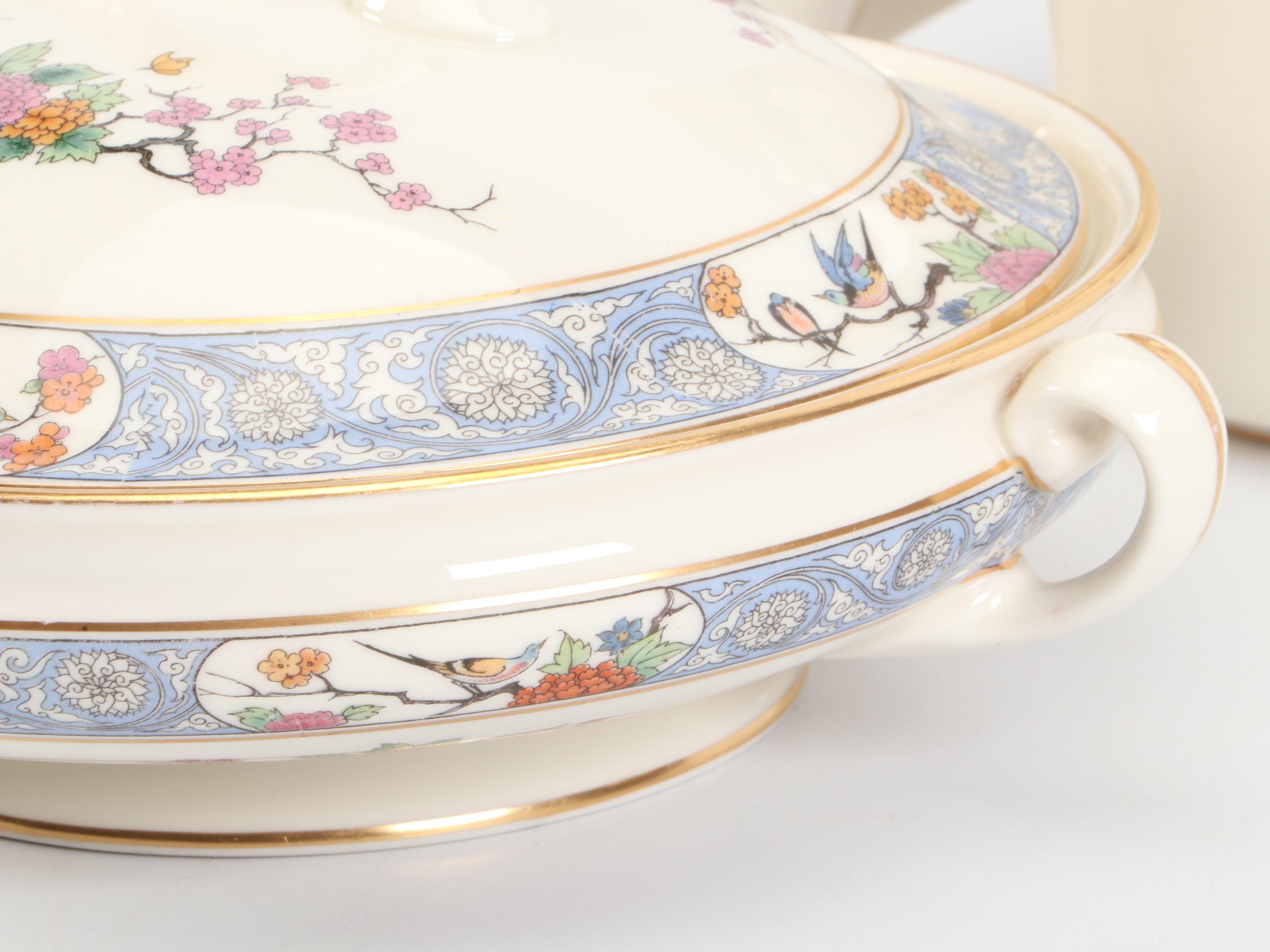 Lenox "Ming" Bone China Tea Set with Pitcher and Covered Vegetable Bowl