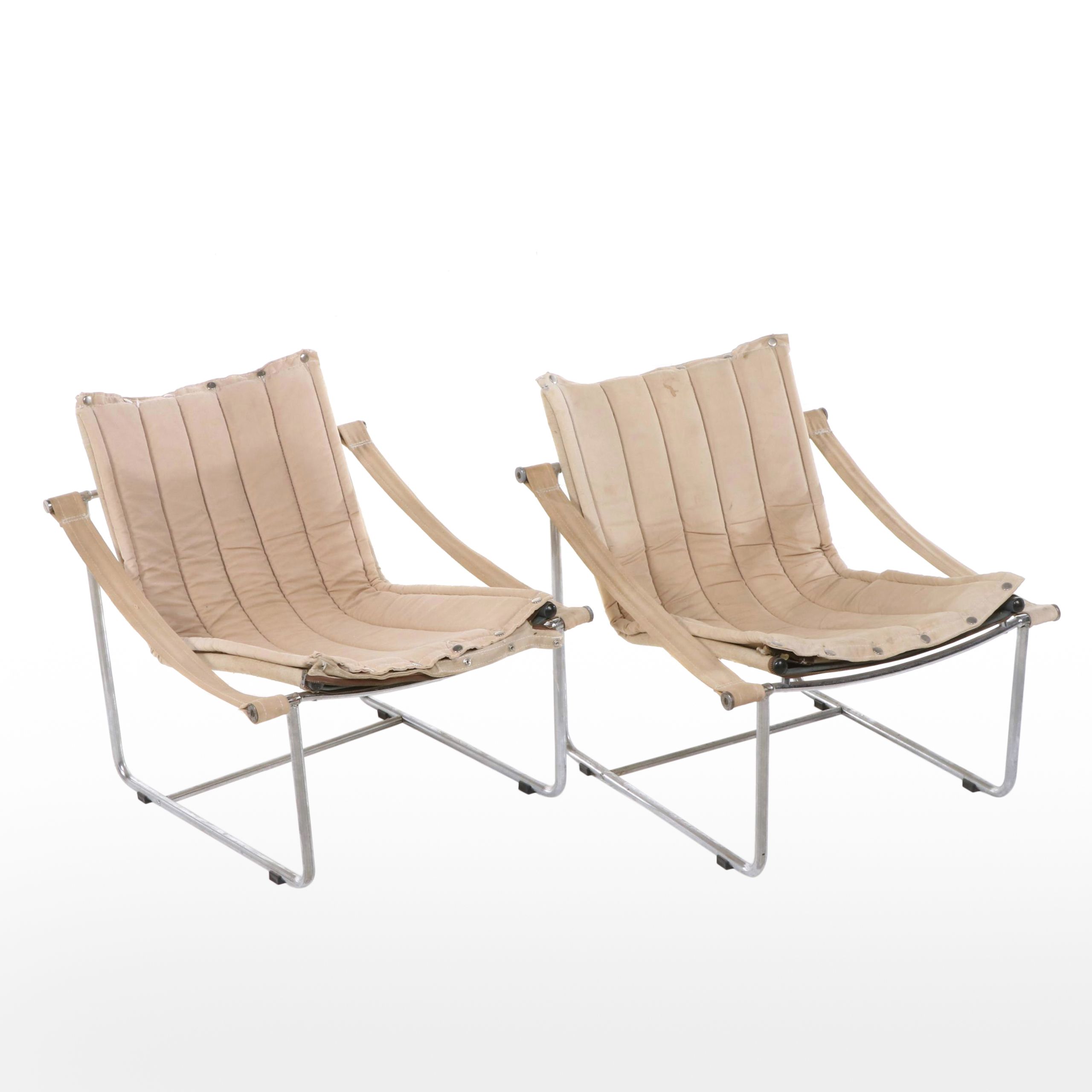 Pair of Viliam Chlebo T2407 Canvas Lounge Chairs, Late 20th Century