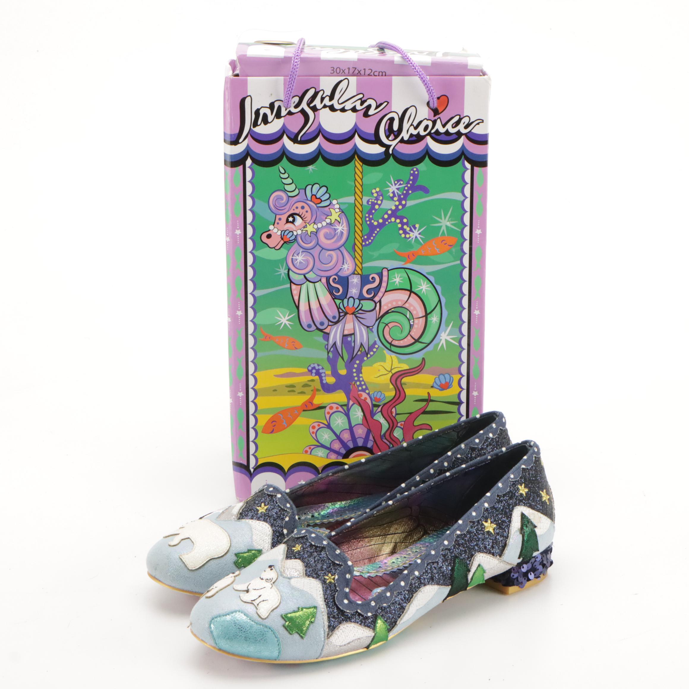 Irregular Choice "Coochy Coo" and "Binksy Bear" Embellished Flats in Boxes