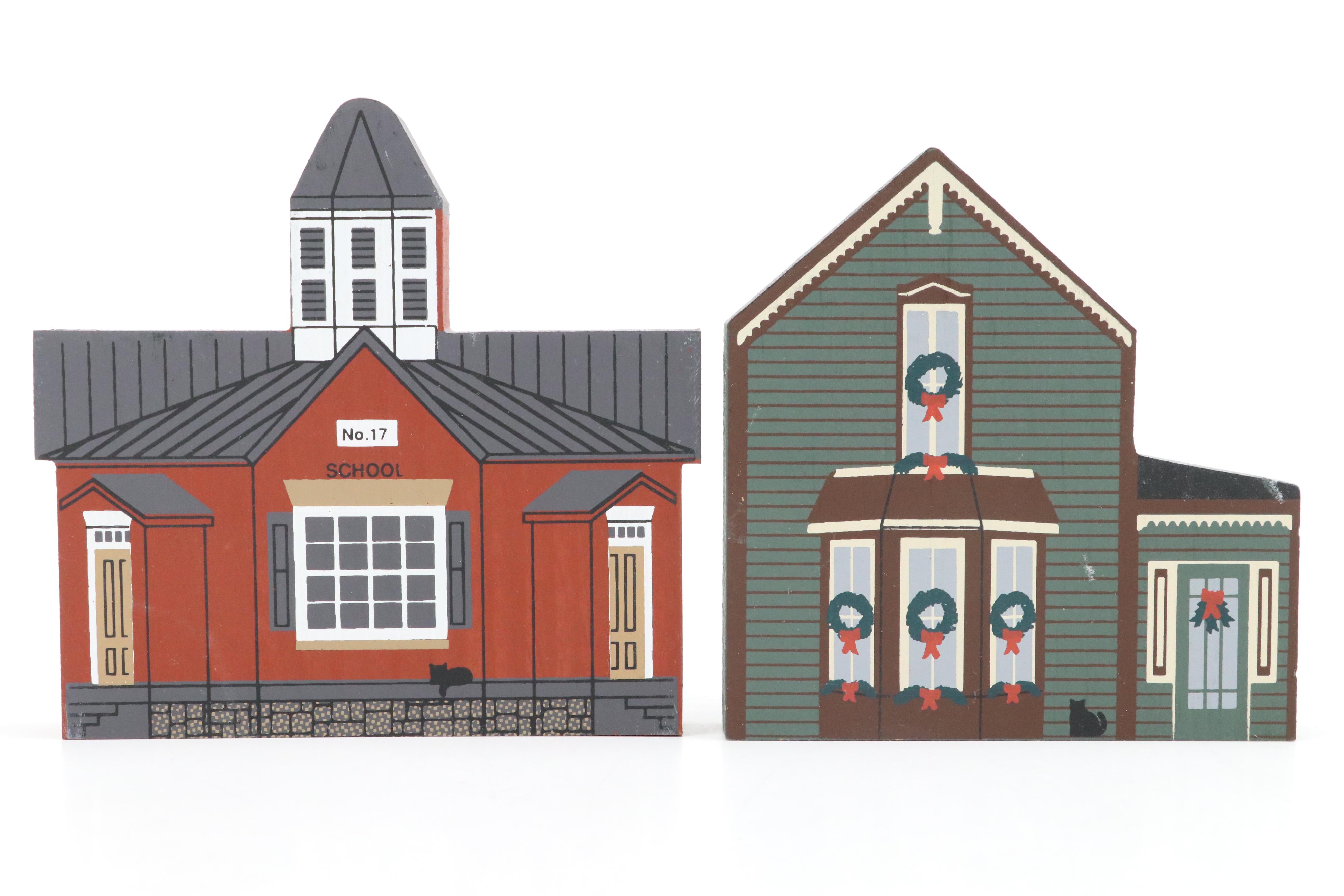 The Cat's Meow Wooden House Replicas and More House Figurines, Late 20th C.