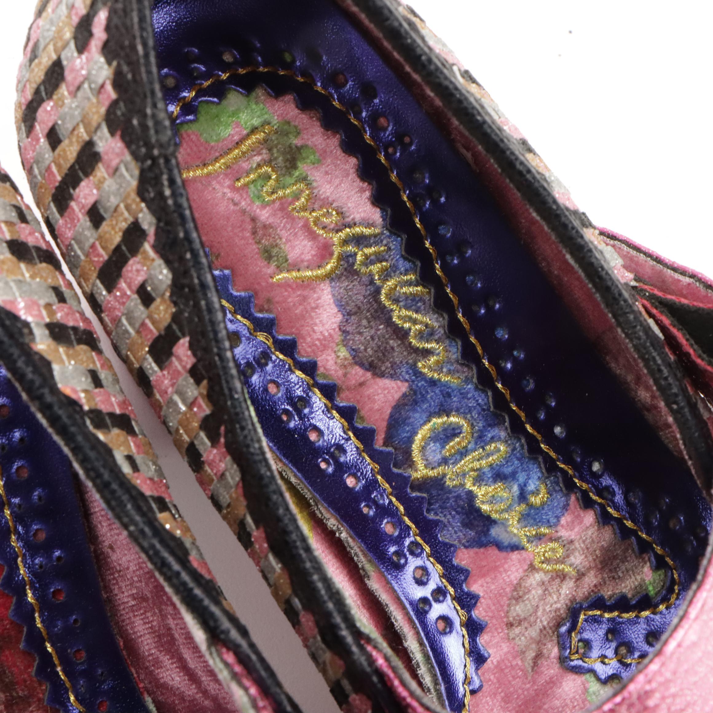 Irregular Choice "Buckle Up" Multicolor Pink Glitter Embellished Mary Janes