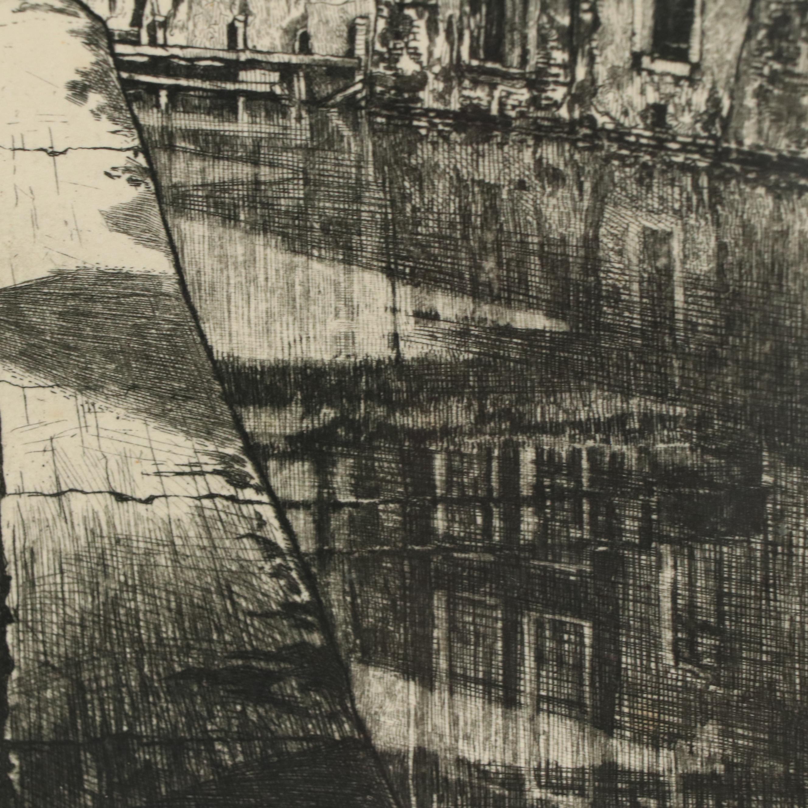 Cornelis Brandenburg Etching of the Oudezijds Achterburgwal, 1913