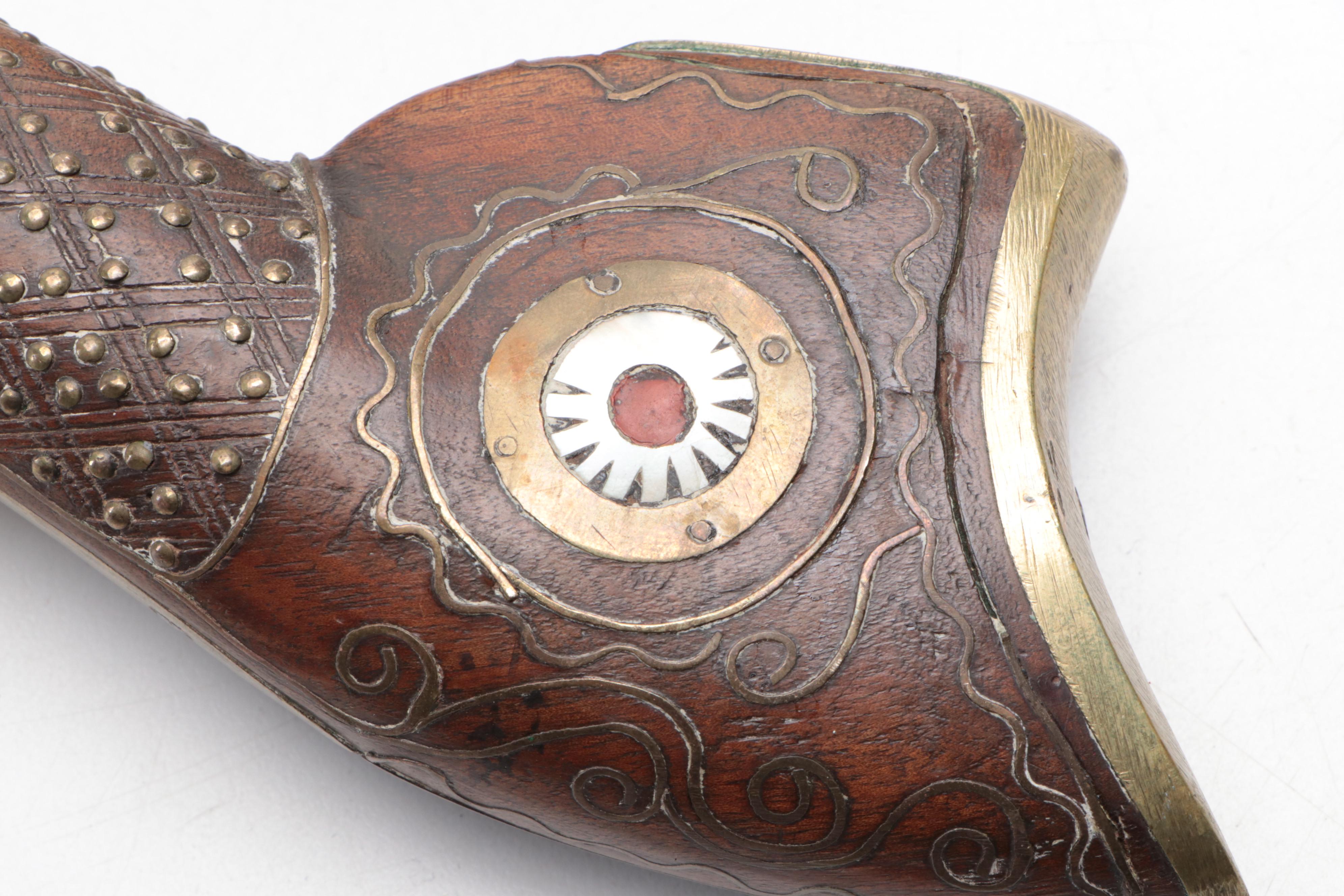 Ottoman Mother-of-Pearl and Brass Inlay Flintlock Blunderbuss Pistols