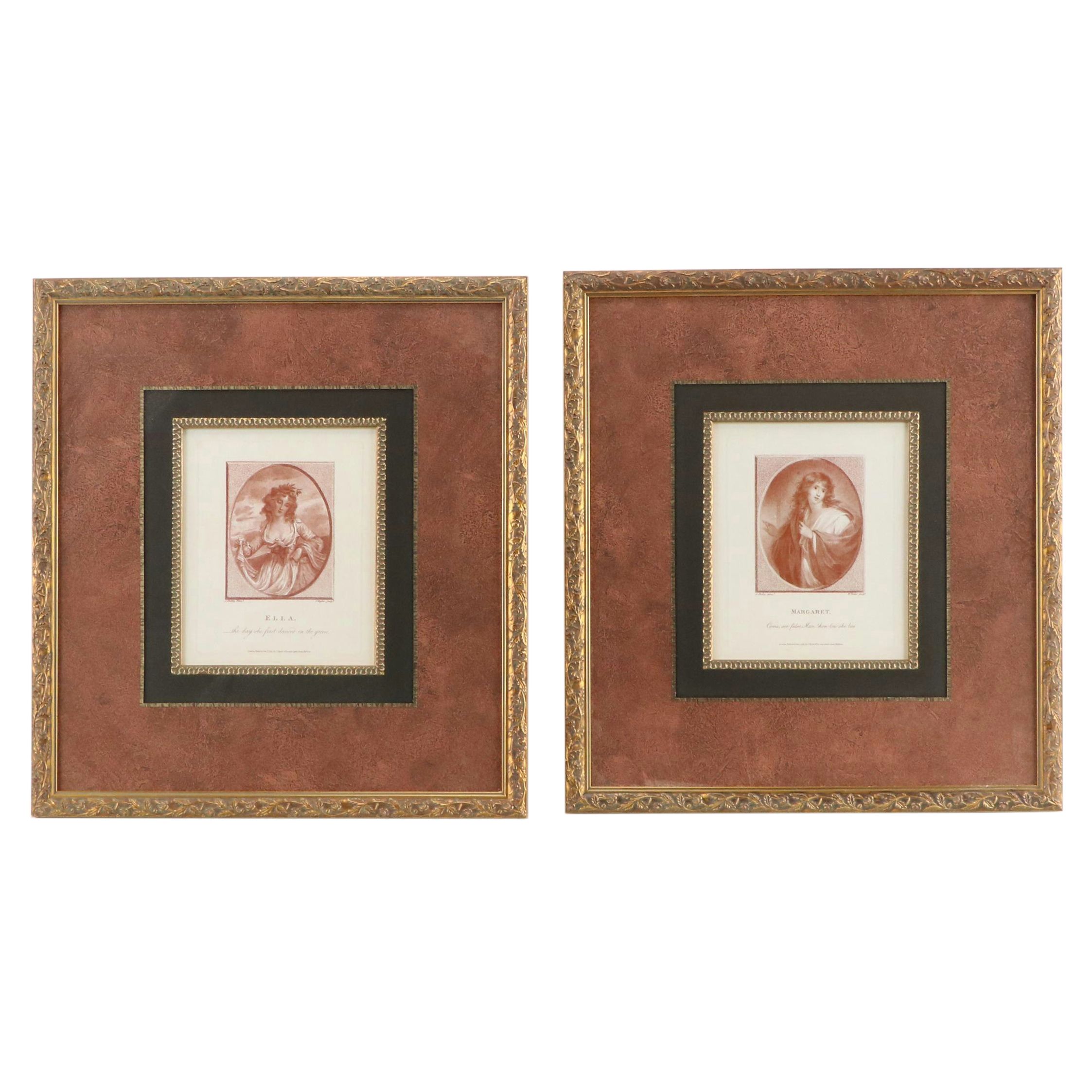 Offset Lithographs "Ella" and "Margaret" After Charles Taylor