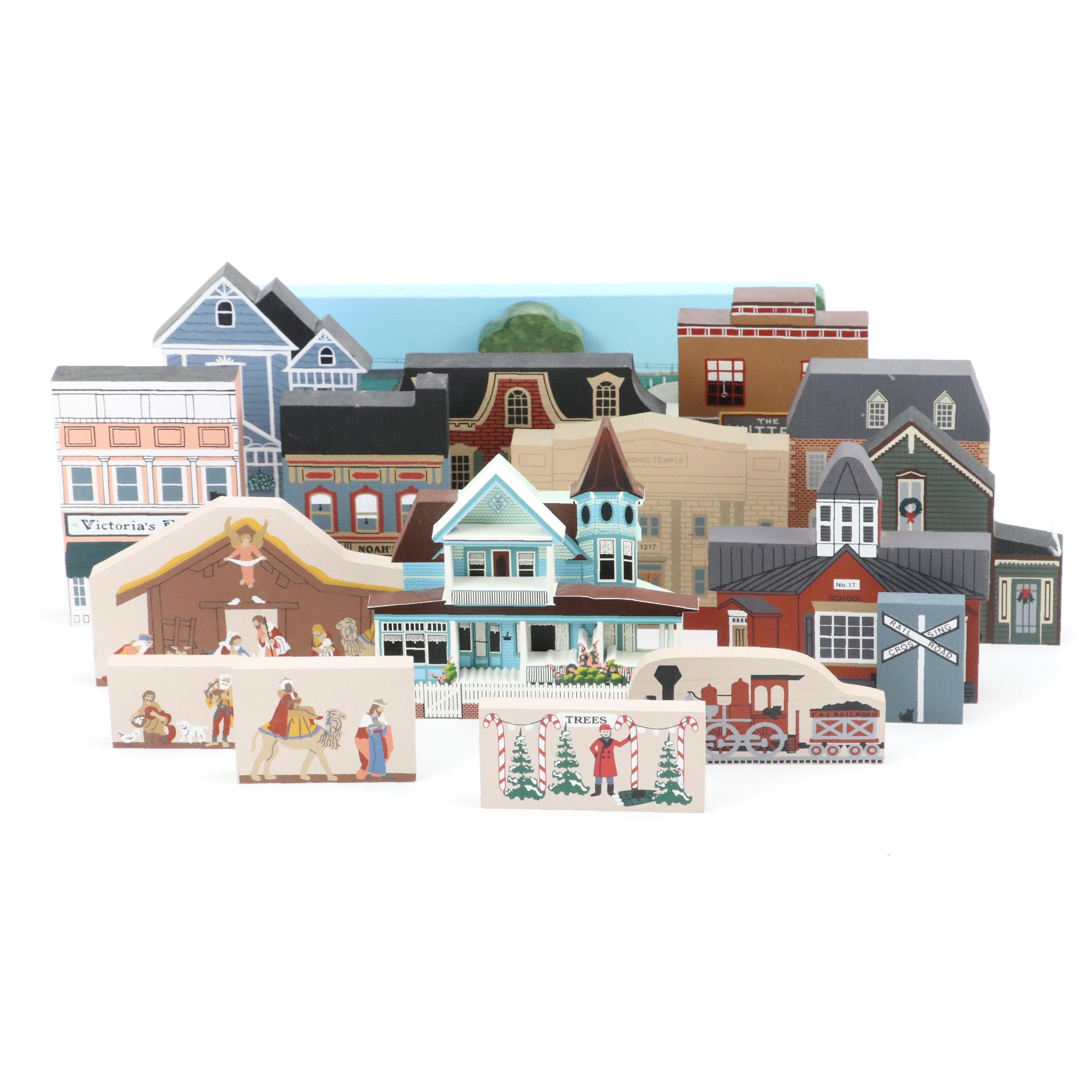 The Cat's Meow Wooden House Replicas and More House Figurines, Late 20th C.