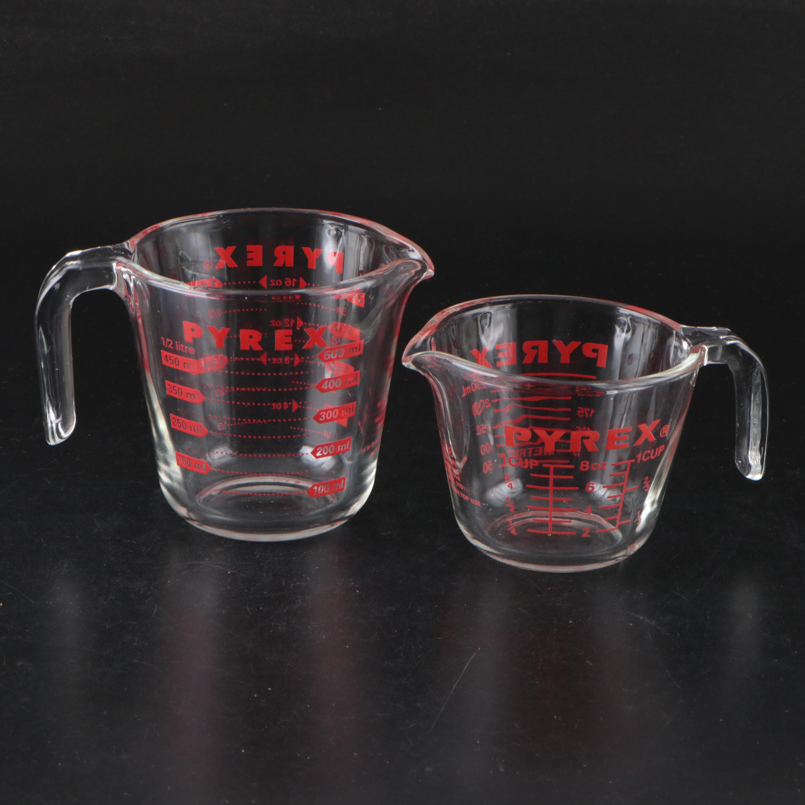 Pyrex Glass Measuring Cups with Stainless Steel Utensils and Table Accessories