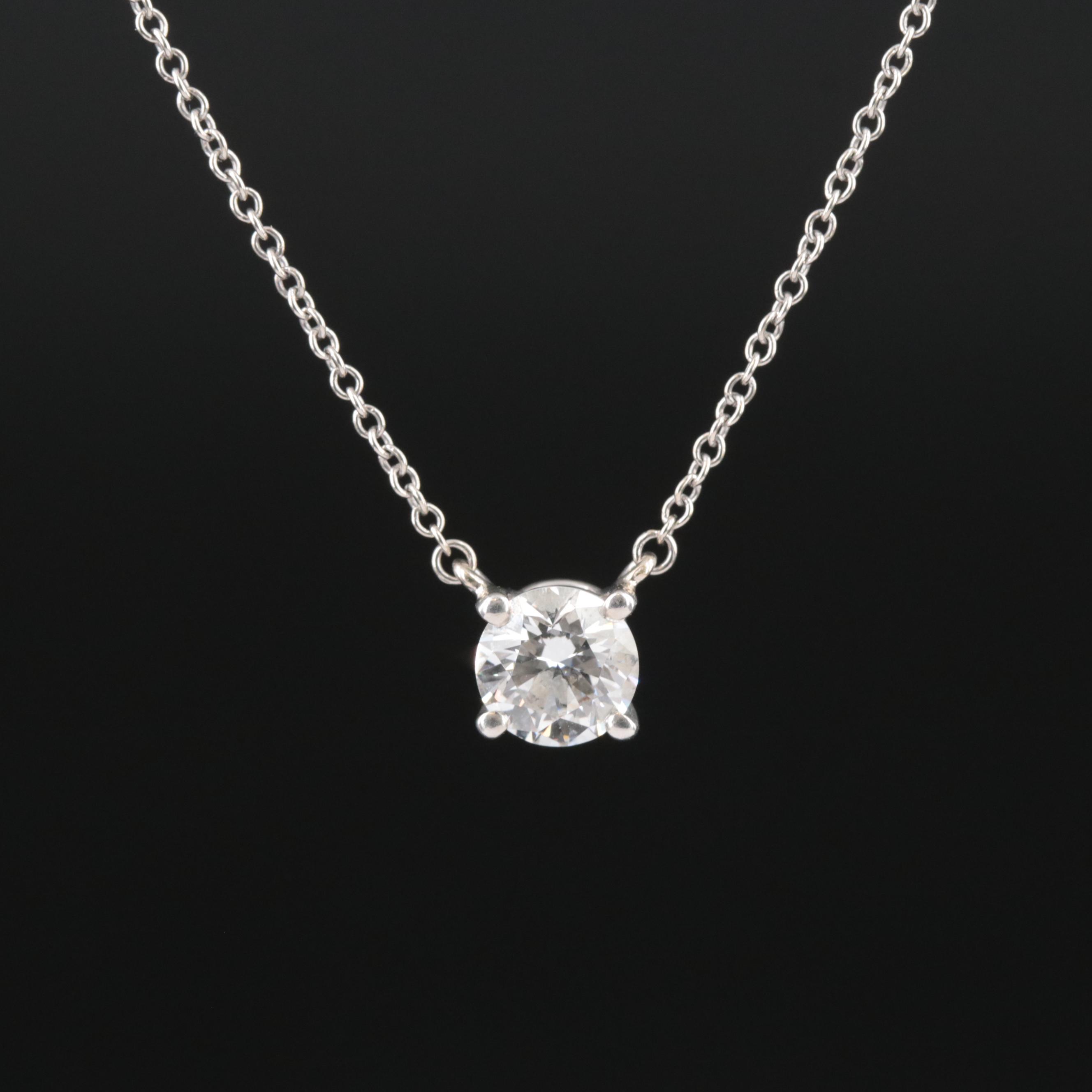Tiffany & Co. Platinum 0.68 CT Diamond Solitaire Necklace