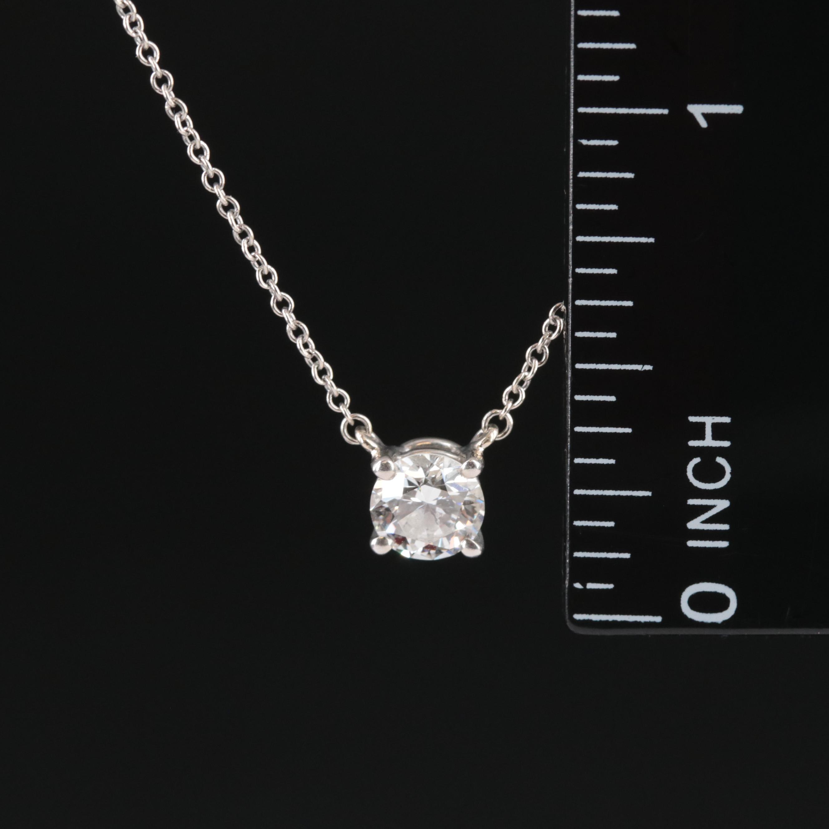 Tiffany & Co. Platinum 0.68 CT Diamond Solitaire Necklace