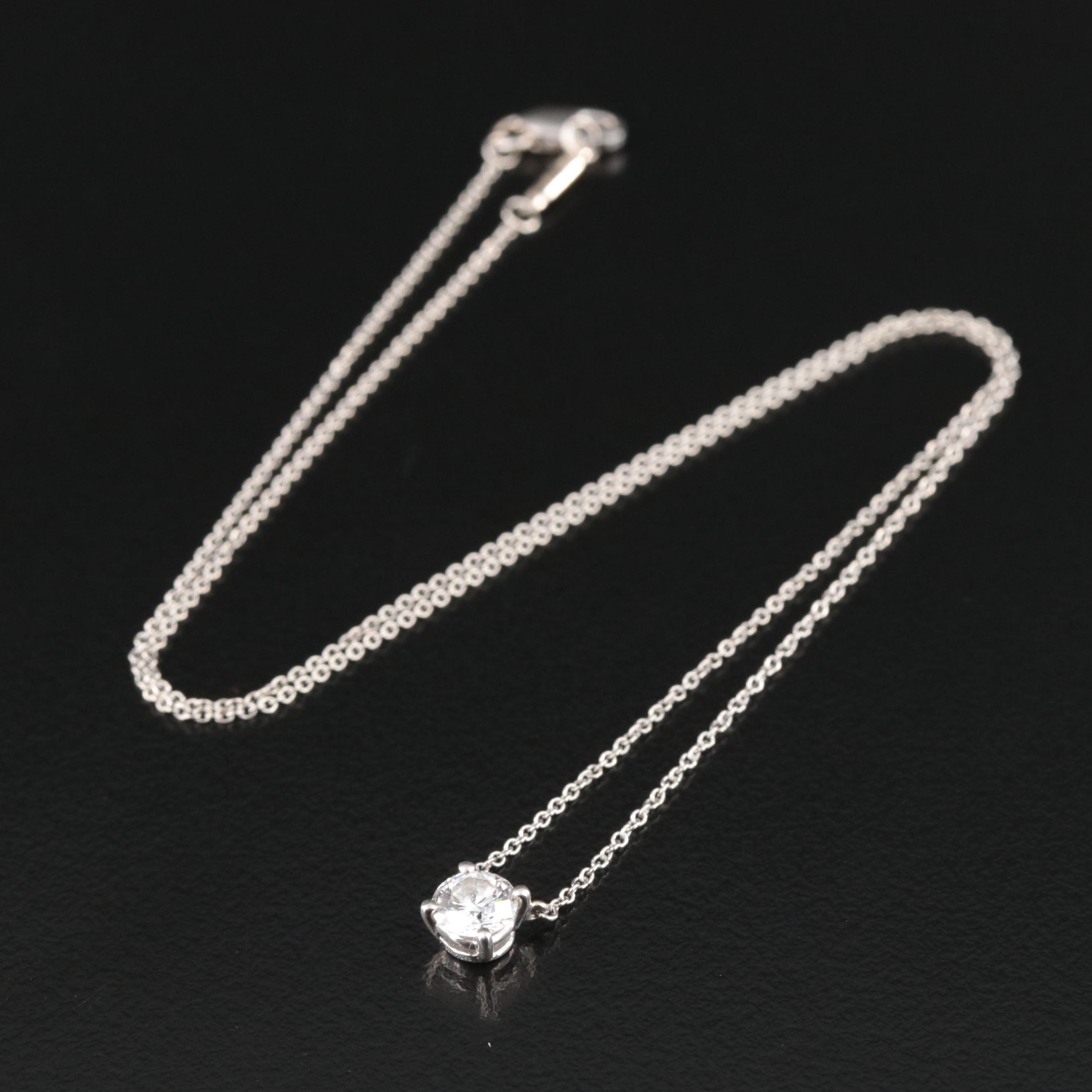 Tiffany & Co. Platinum 0.68 CT Diamond Solitaire Necklace