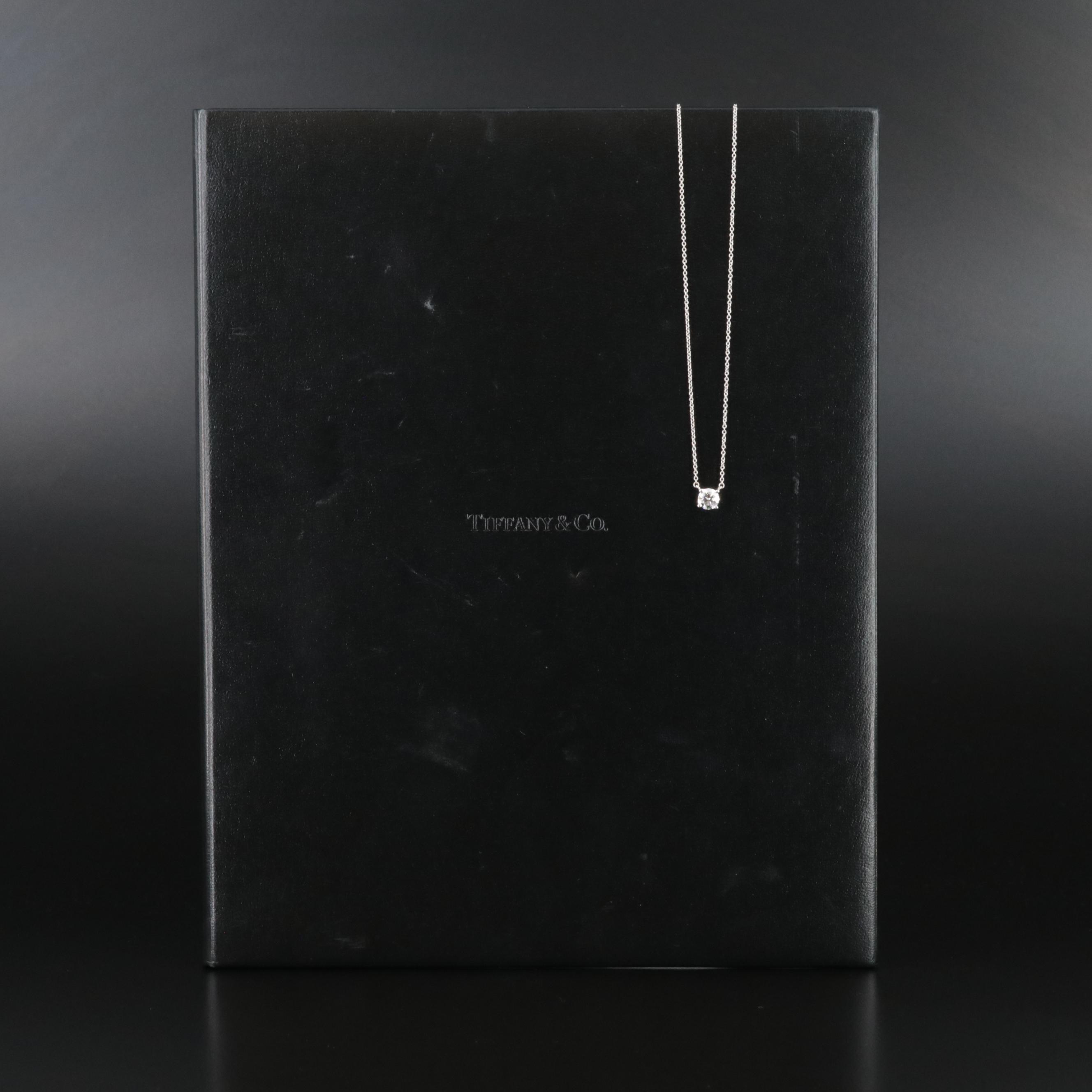 Tiffany & Co. Platinum 0.68 CT Diamond Solitaire Necklace