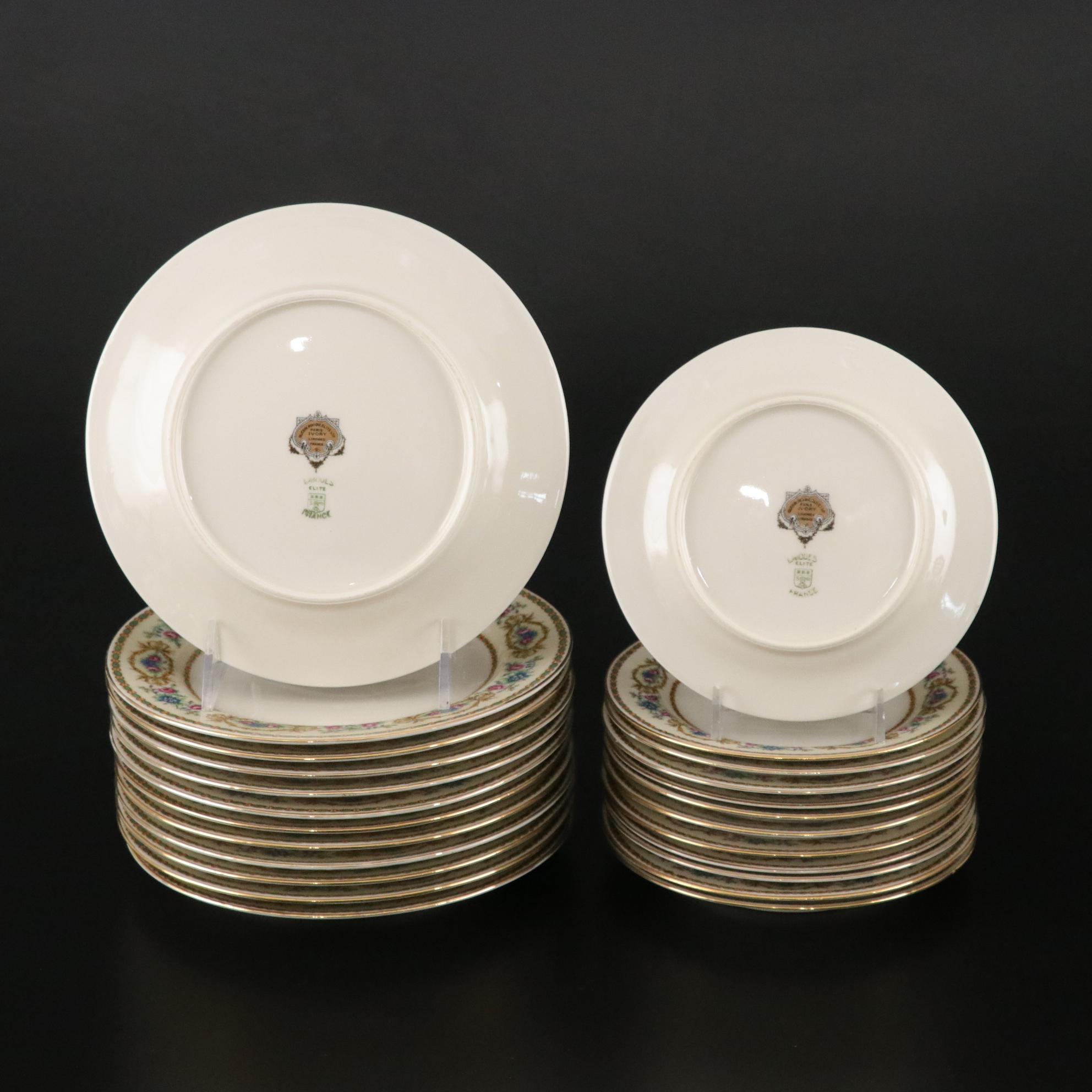 Guerin Pouyat Elite Limoges Porcelain Dinner Service, Early 20th Century