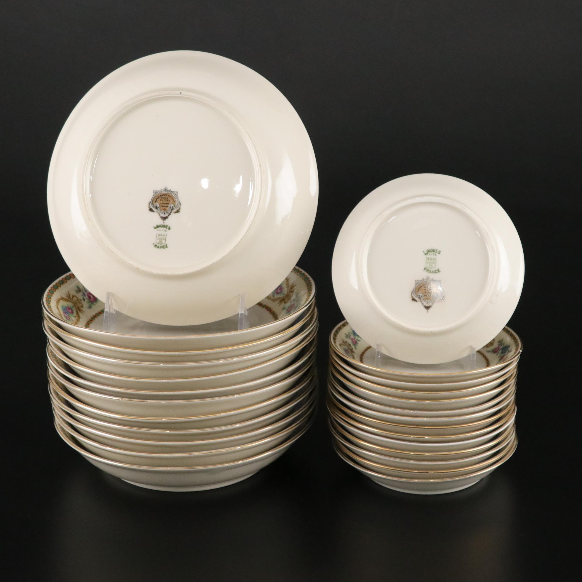 Guerin Pouyat Elite Limoges Porcelain Dinner Service, Early 20th Century