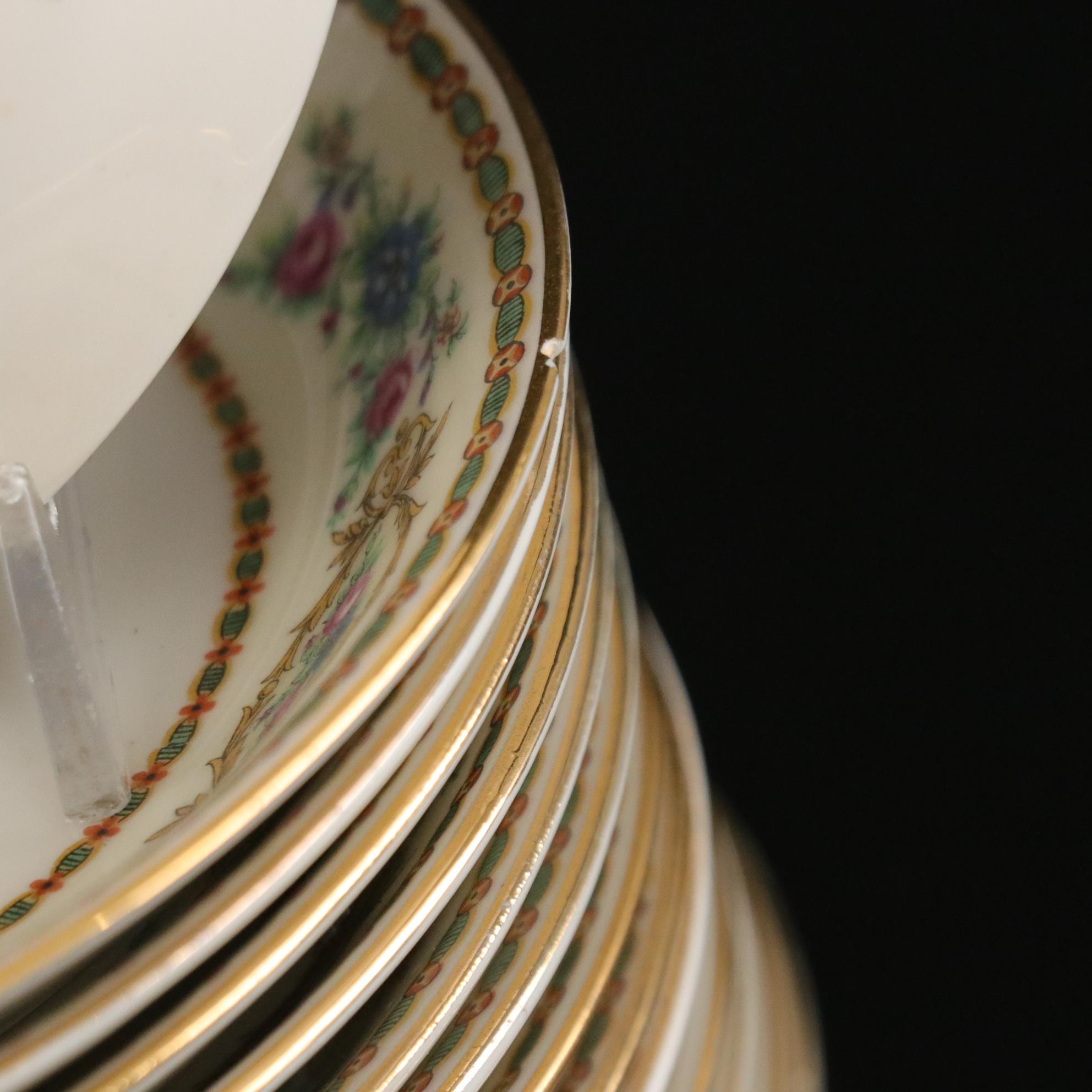 Guerin Pouyat Elite Limoges Porcelain Dinner Service, Early 20th Century