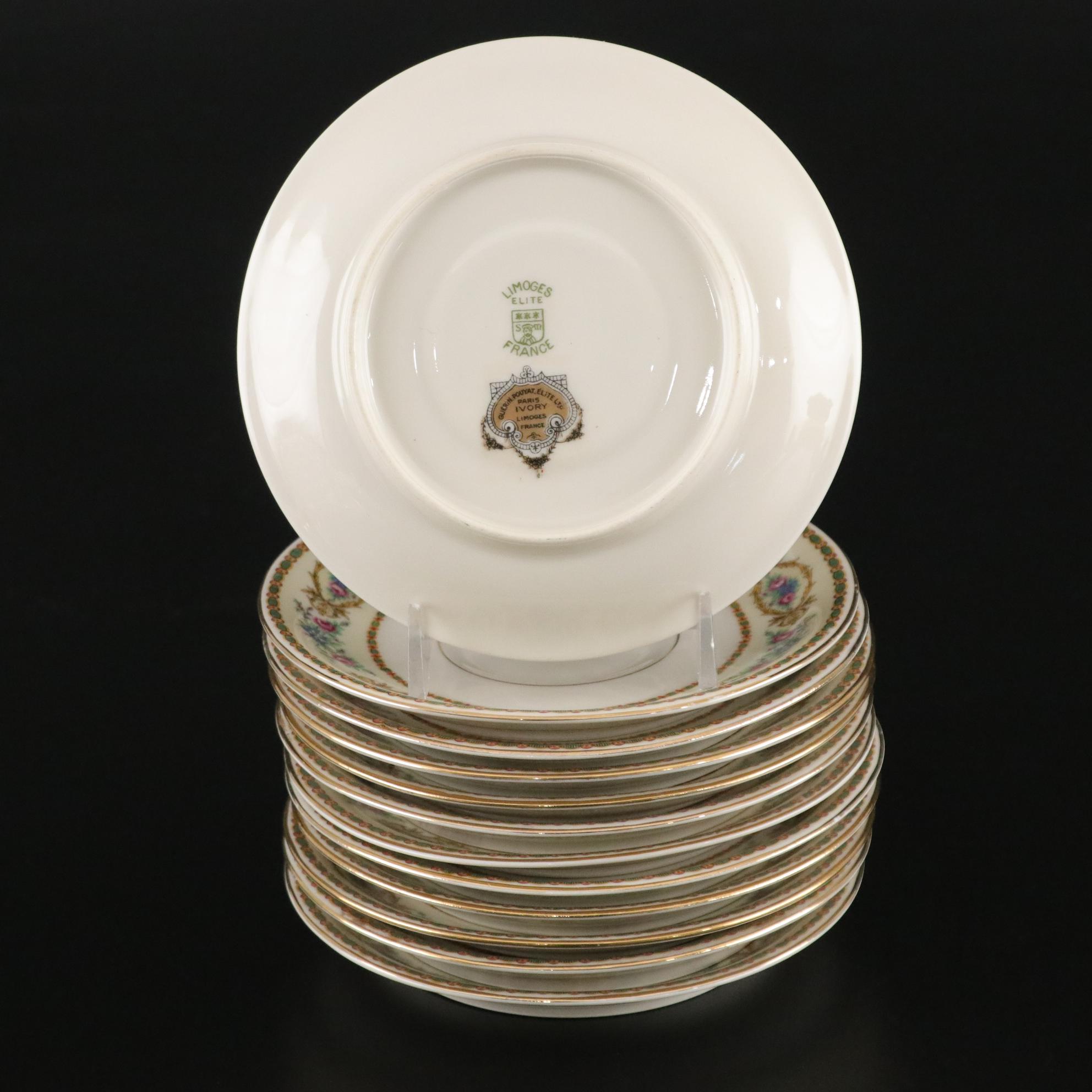 Guerin Pouyat Elite Limoges Porcelain Dinner Service, Early 20th Century
