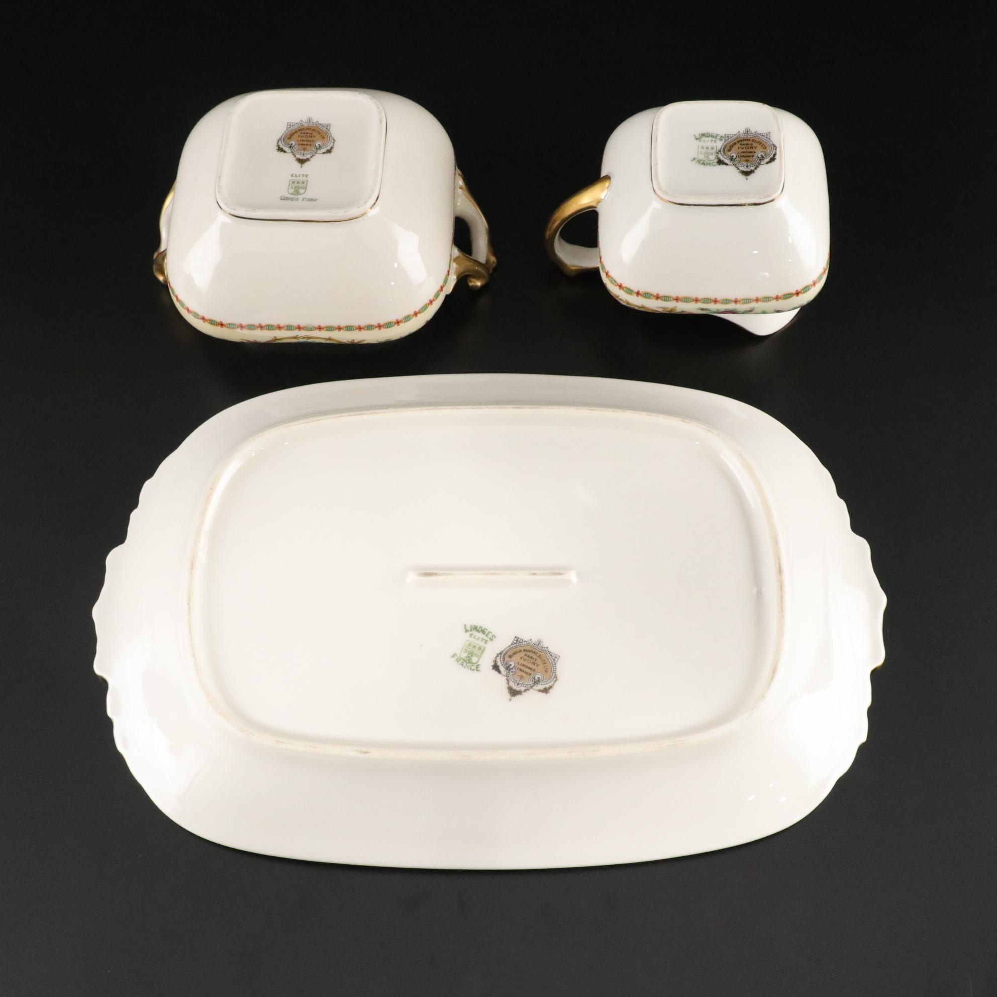 Guerin Pouyat Elite Limoges Porcelain Dinner Service, Early 20th Century