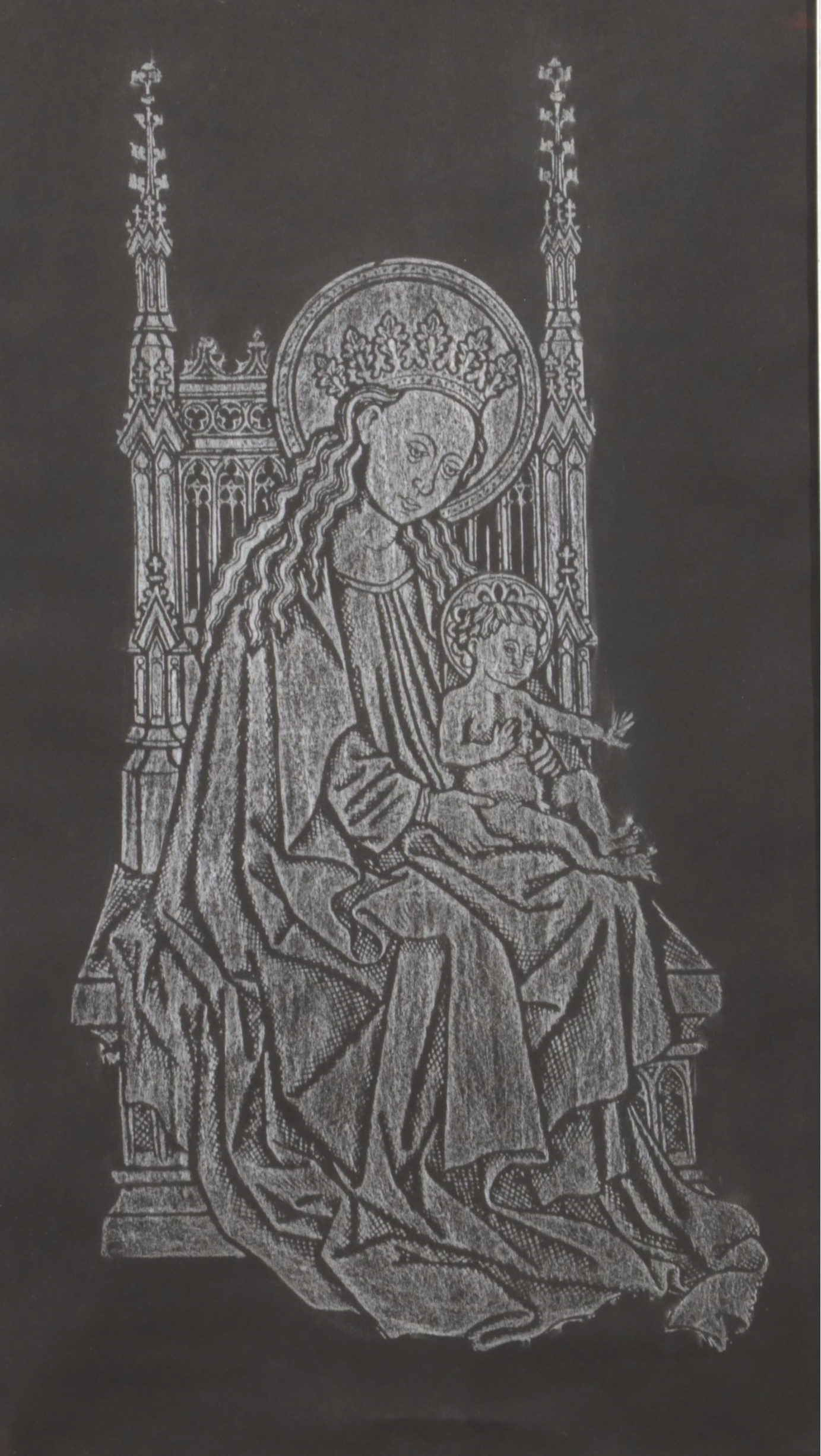Brass Tomb Rubbing of Madonna and Child