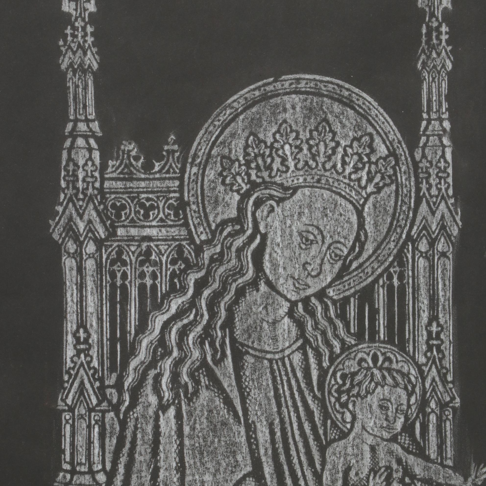 Brass Tomb Rubbing of Madonna and Child