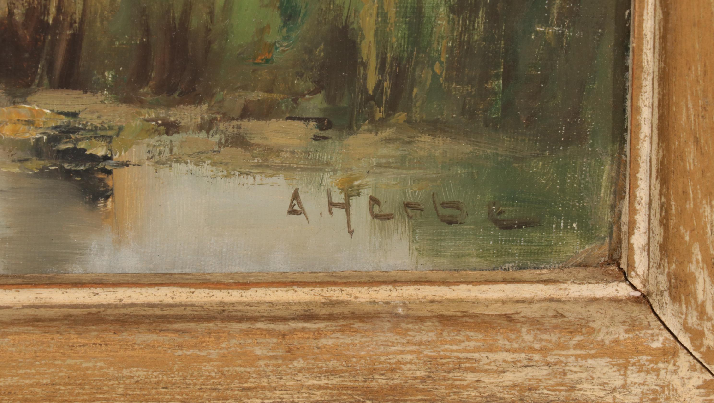 Dutch Pastoral Landscape Oil Painting Attributed to Abraham Herbe, Early 20th C.