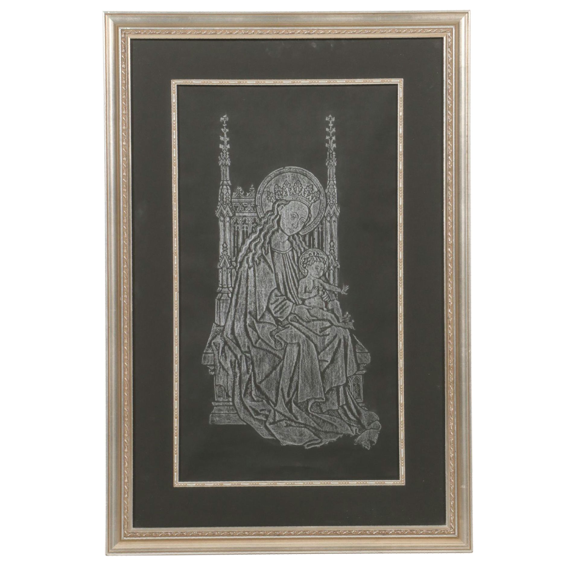 Brass Tomb Rubbing of Madonna and Child
