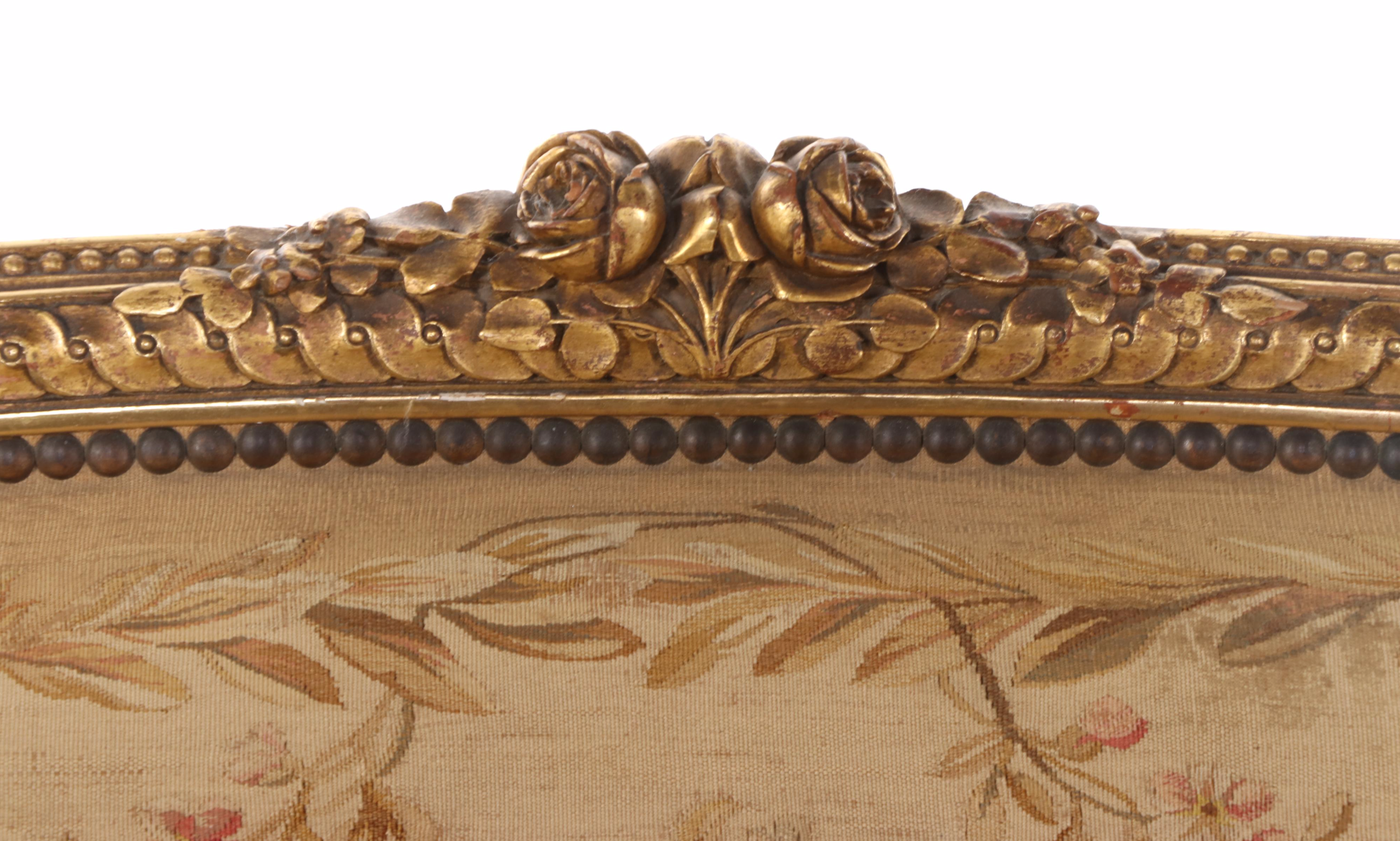 Armand Bardié Louis XVI Style Giltwood and Aubusson Tapestry Settee