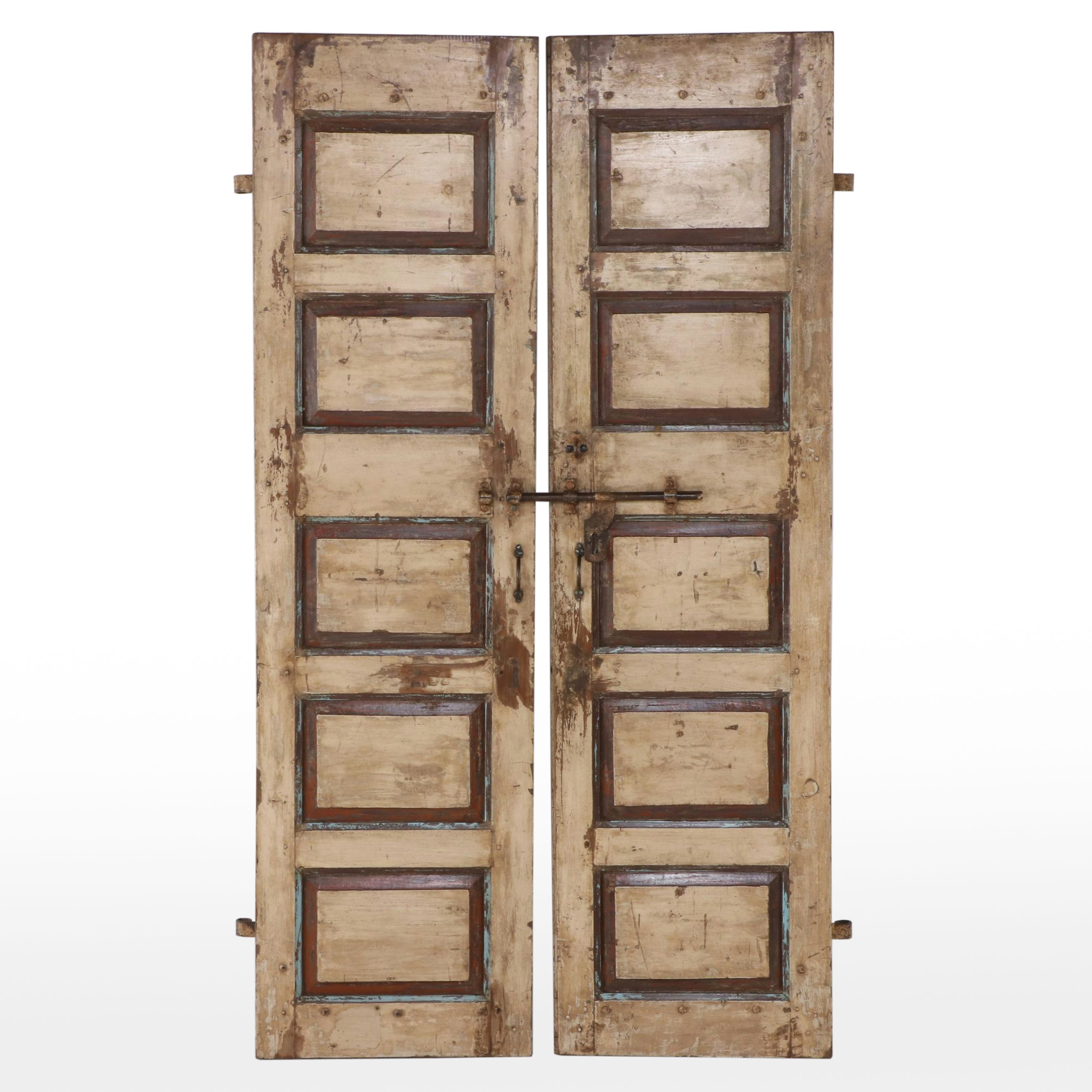 Pair of Five-Panel Inset Wooden Doors, Antique