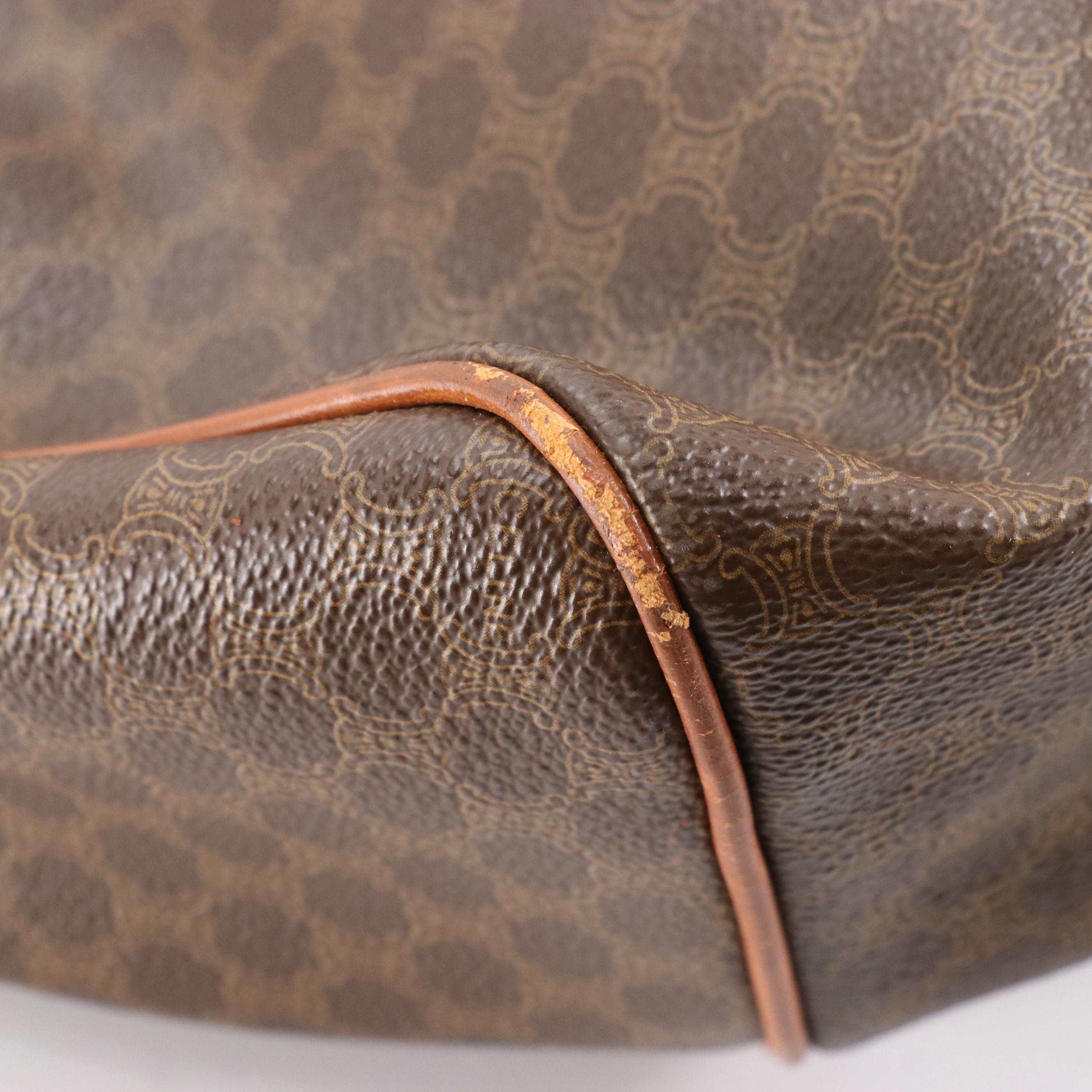 Celine Boston Bag in Brown Macadam Canvas and Leather