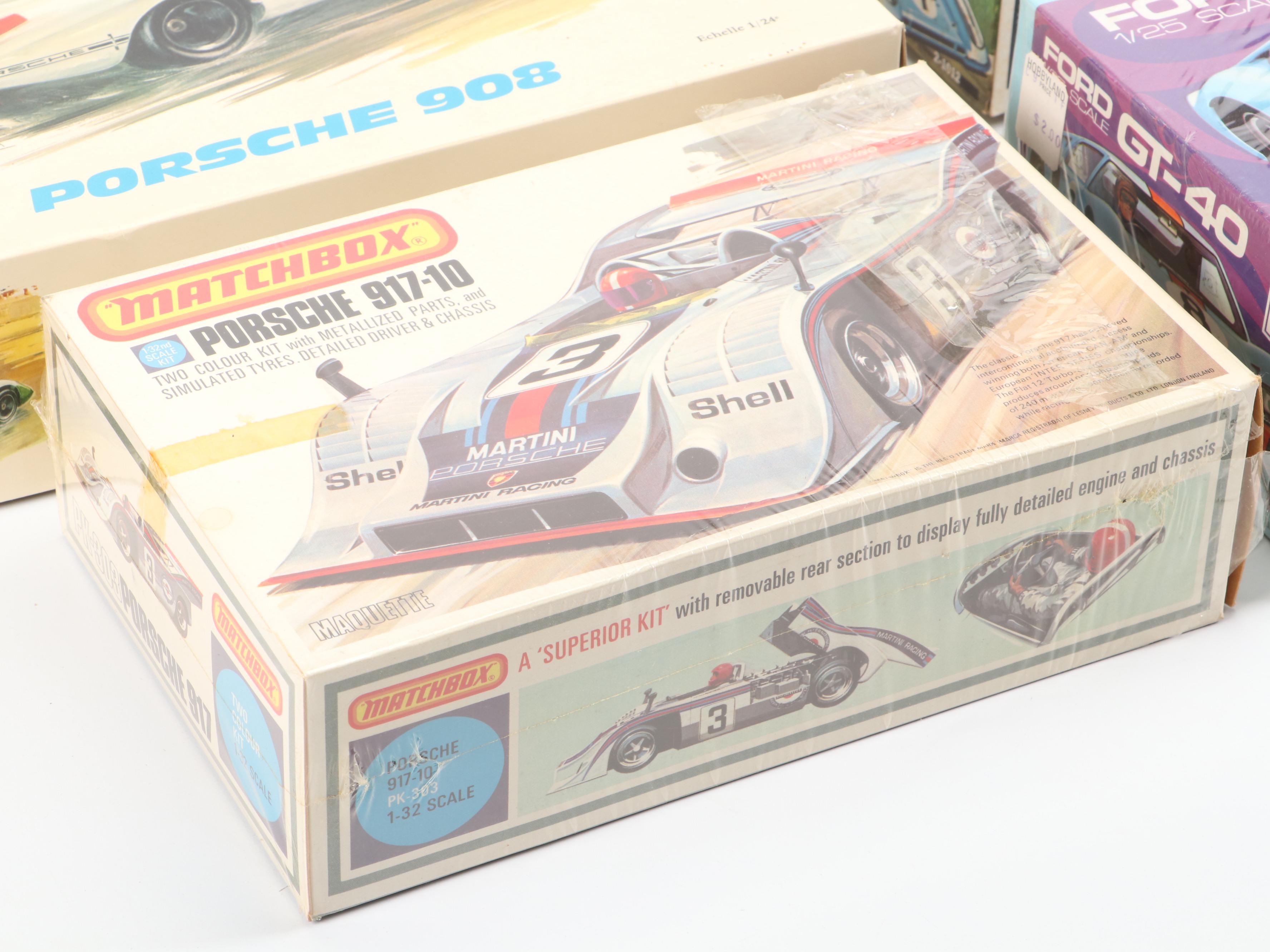 Heller Porsche Model Kits with Matchbox and Other Race Car Model Kits