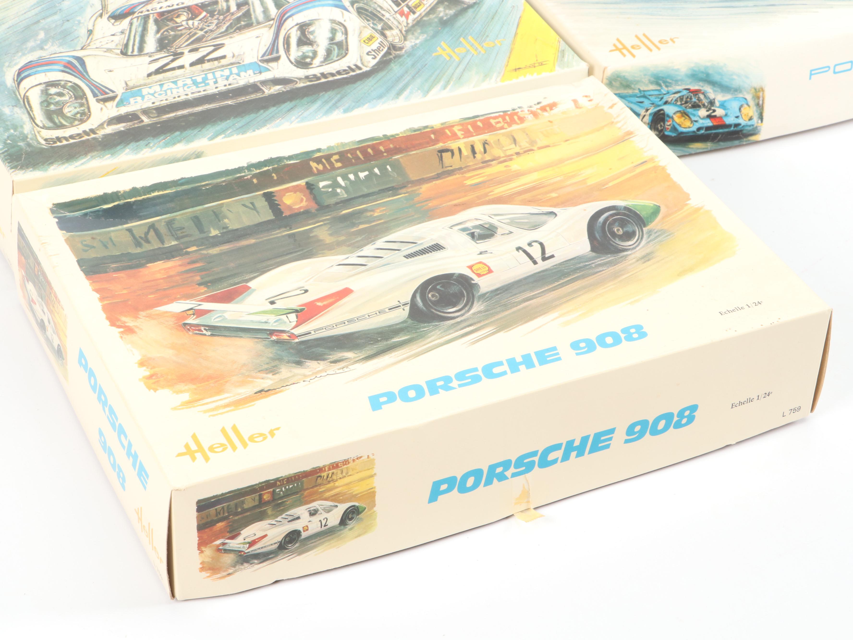 Heller Porsche Model Kits with Matchbox and Other Race Car Model Kits