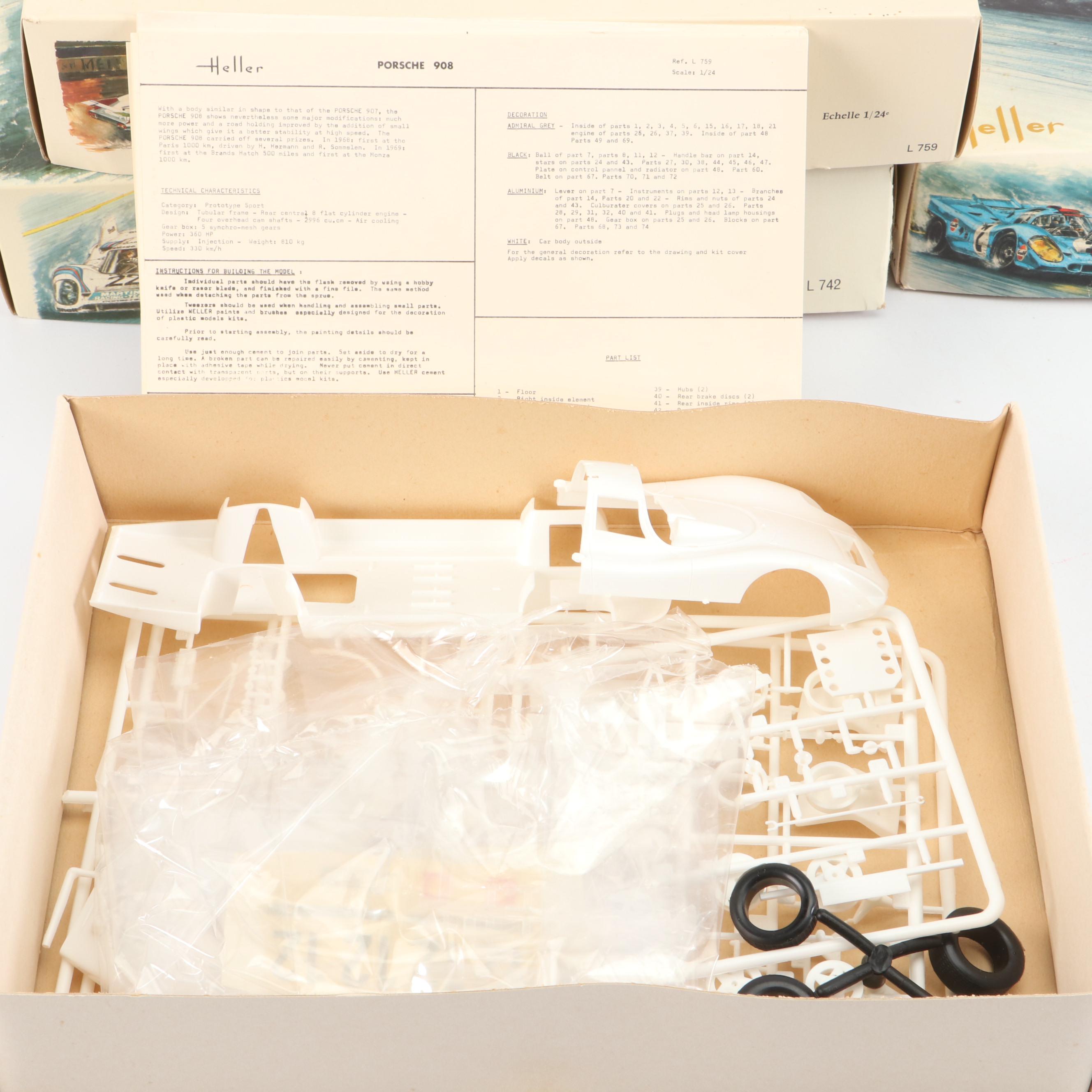 Heller Porsche Model Kits with Matchbox and Other Race Car Model Kits