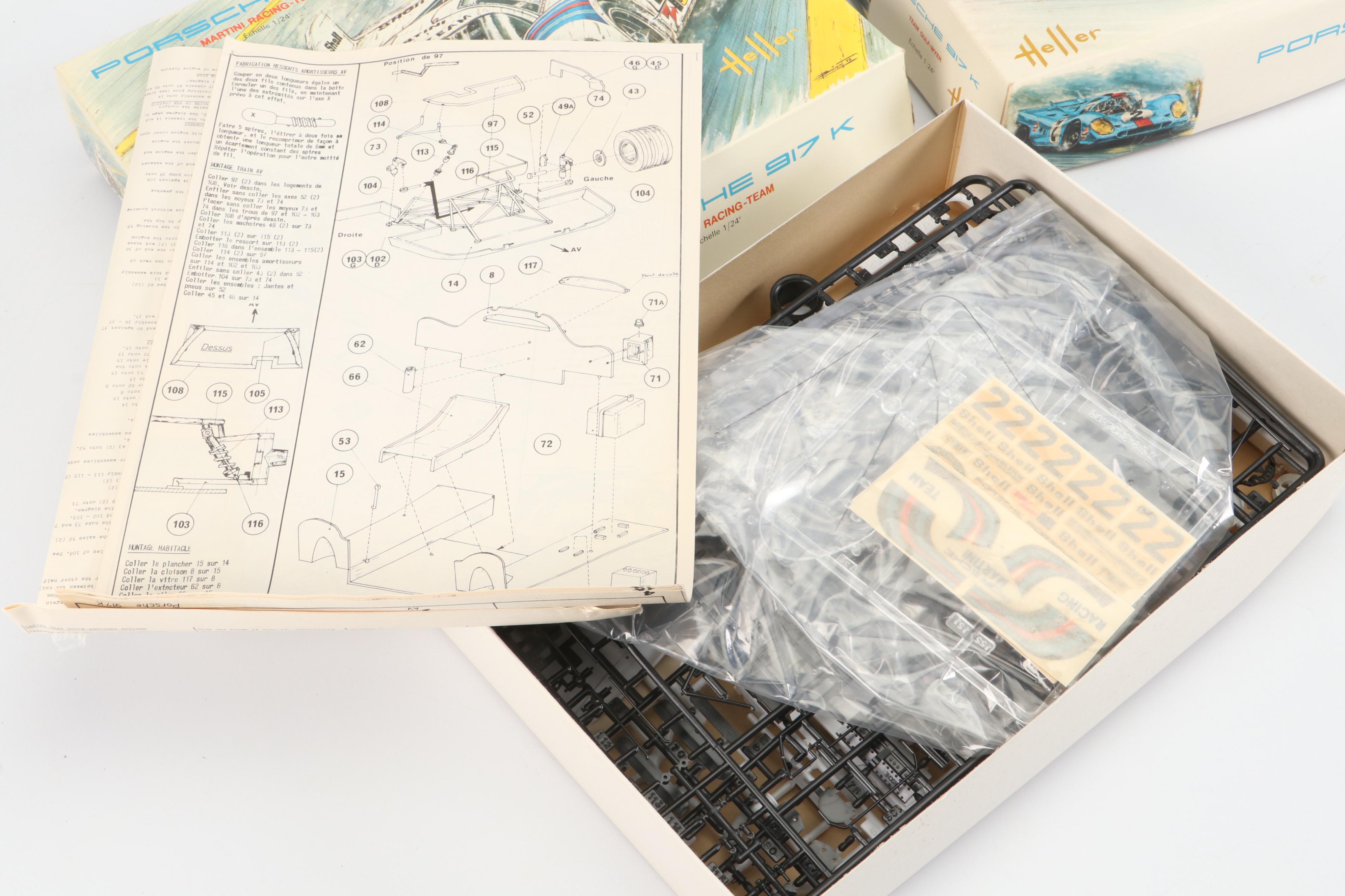 Heller Porsche Model Kits with Matchbox and Other Race Car Model Kits