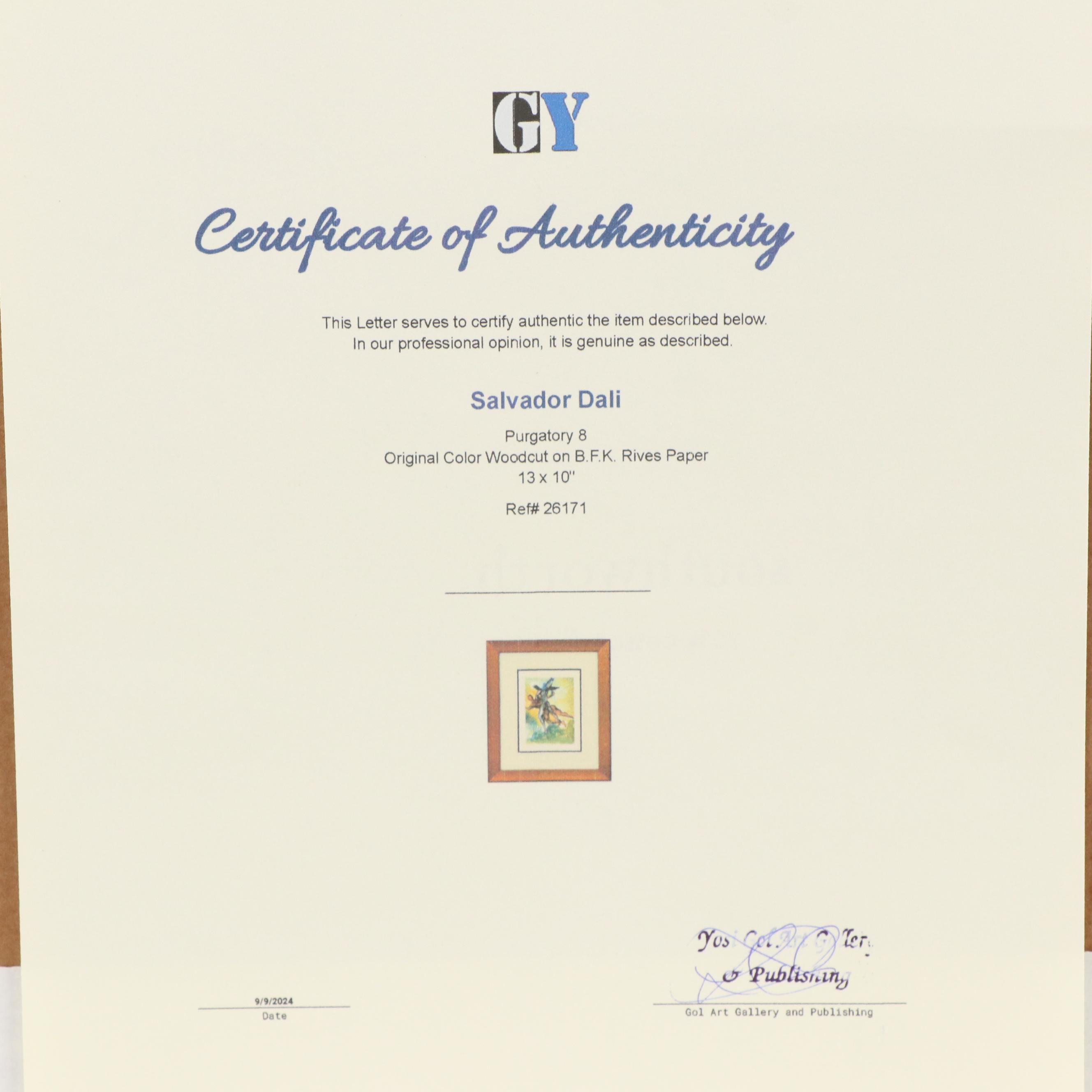 Salvador Dalí Wood Engraving "Les Anges Gardiens de la Vallée