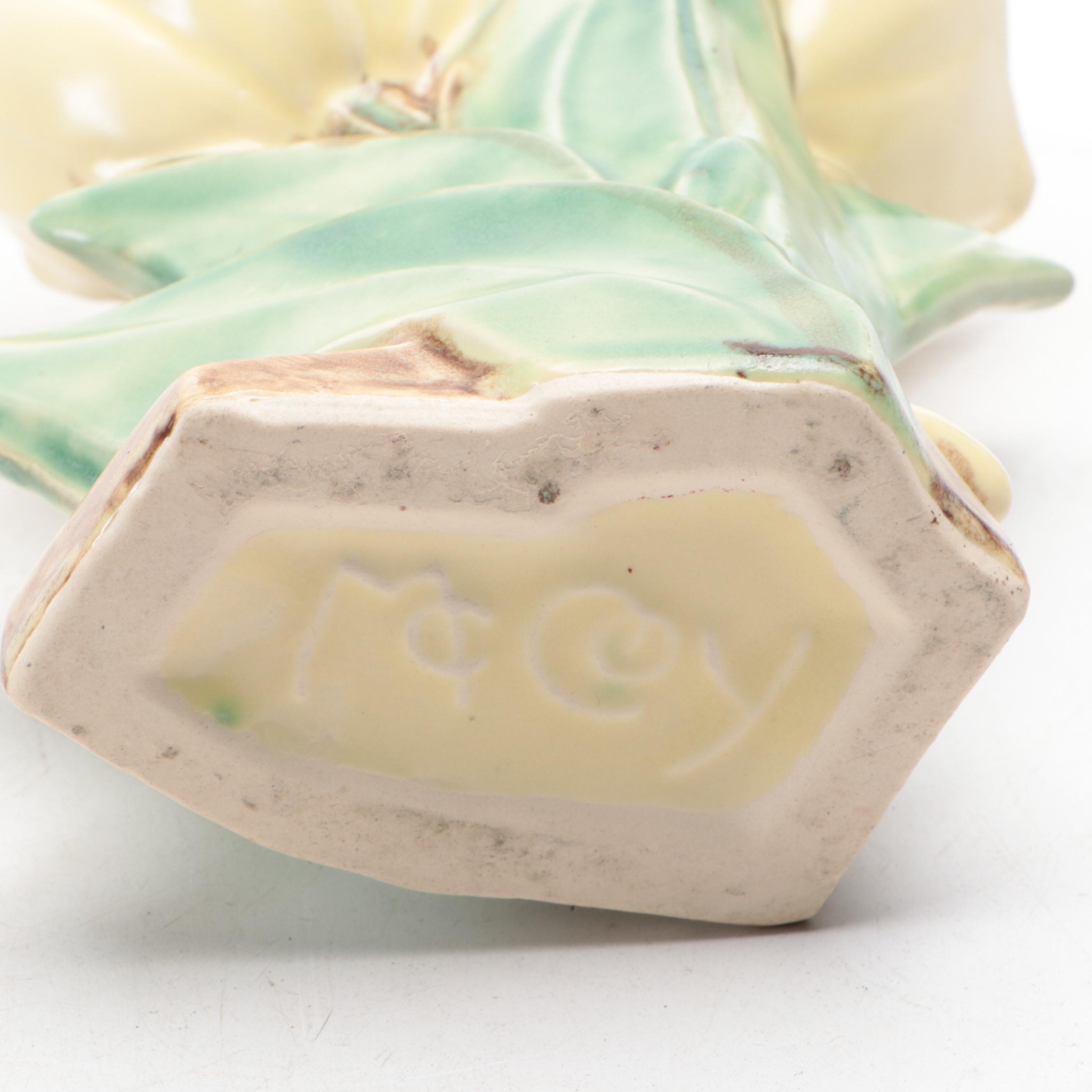 McCoy Pottery Double Tulip Vase with Roseville and Other Pink Glazed Vases