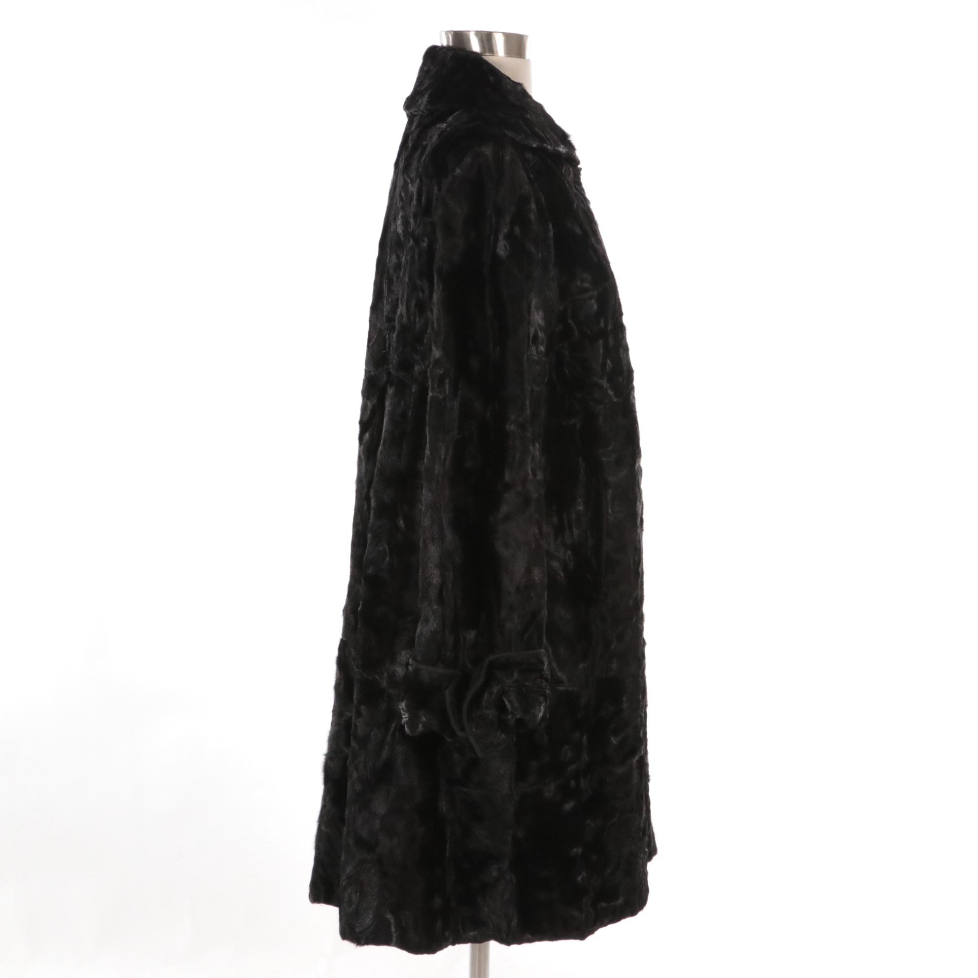 Broadtail Lamb Fur Coat from Furs by Heimann's, Mid-20th Century