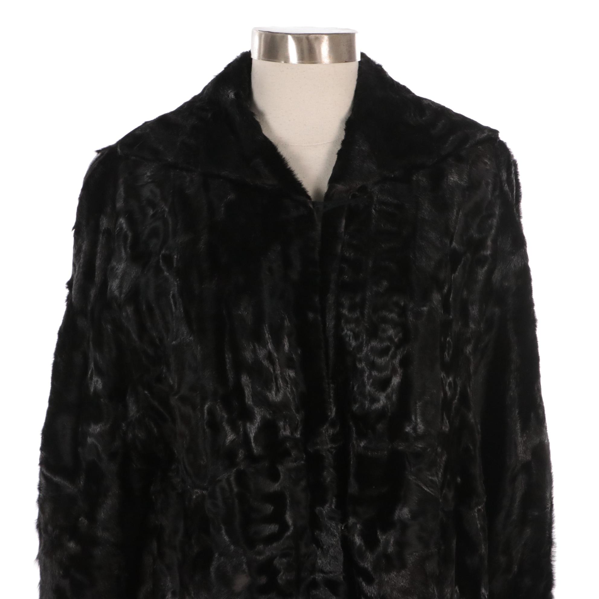 Broadtail Lamb Fur Coat from Furs by Heimann's, Mid-20th Century