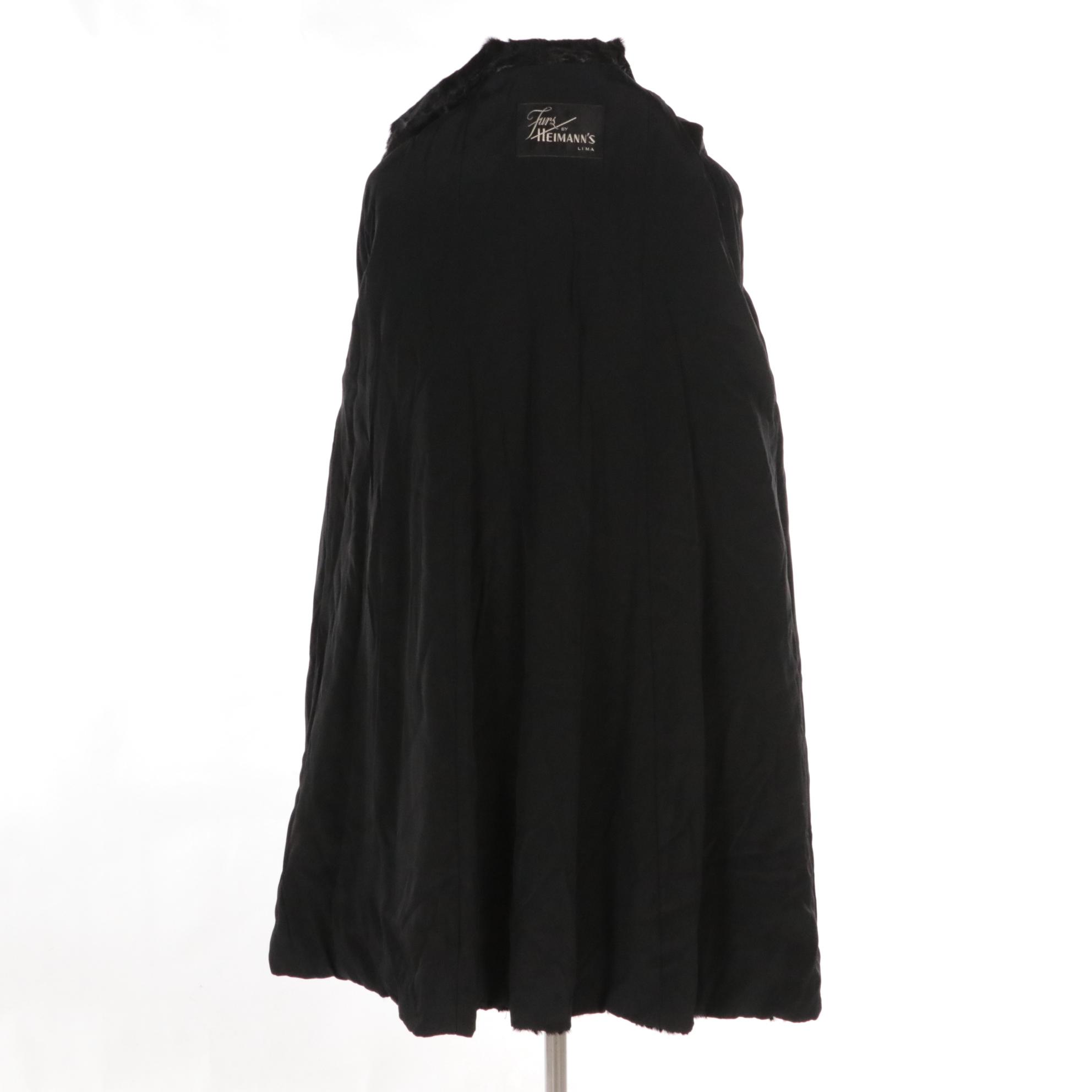 Broadtail Lamb Fur Coat from Furs by Heimann's, Mid-20th Century