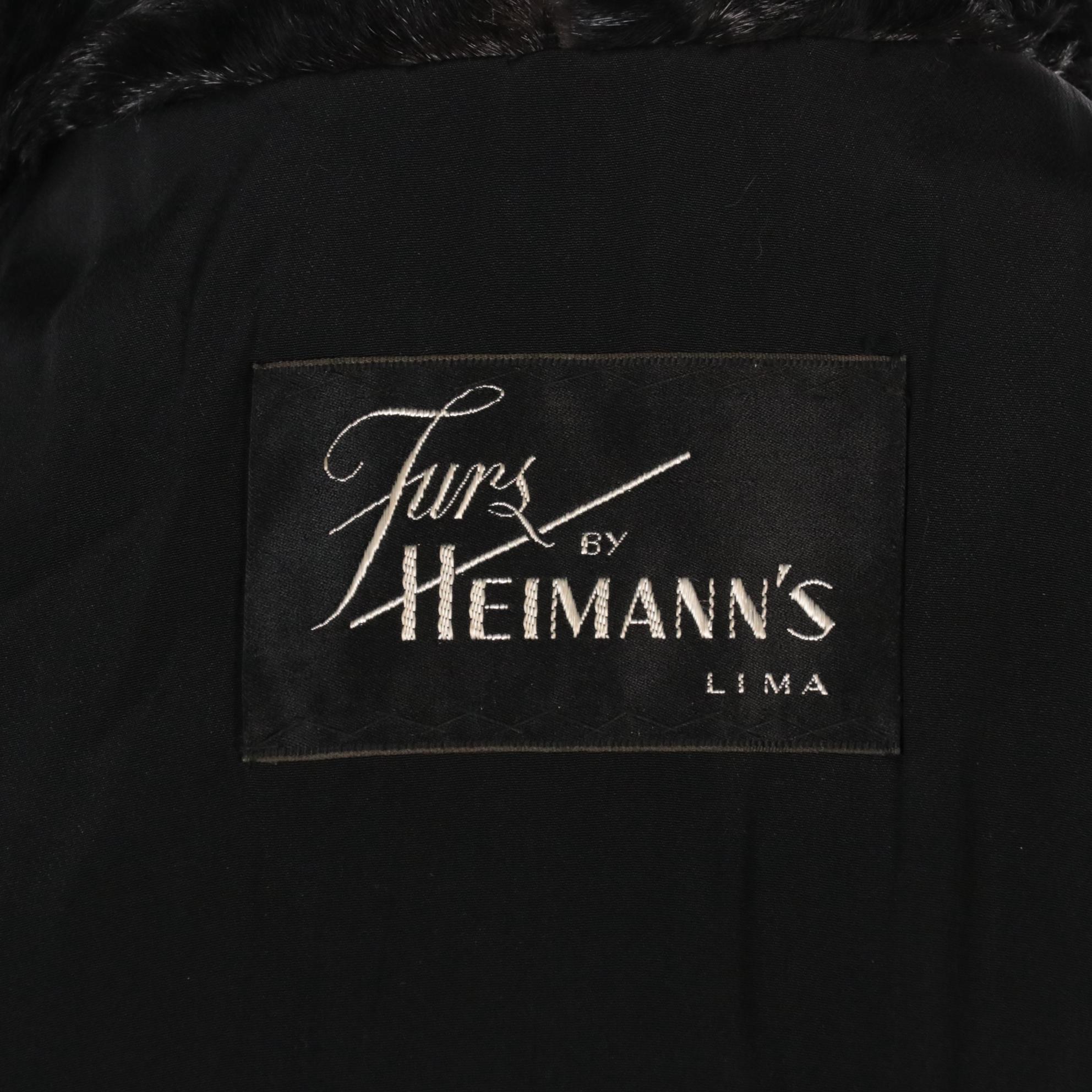 Broadtail Lamb Fur Coat from Furs by Heimann's, Mid-20th Century