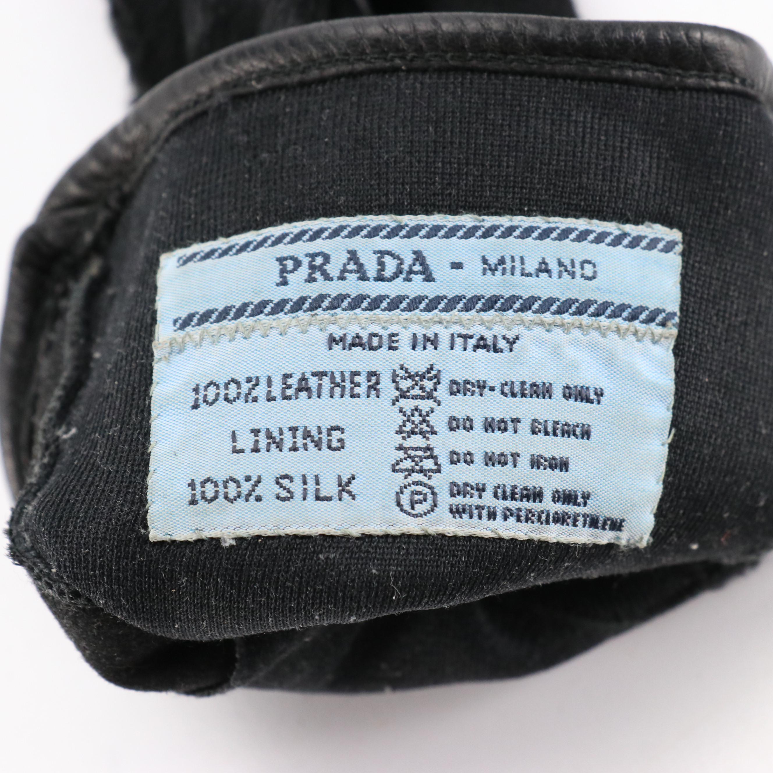 Prada Black Pony Hair and Lambskin Leather Hand Gloves with Silk Lining