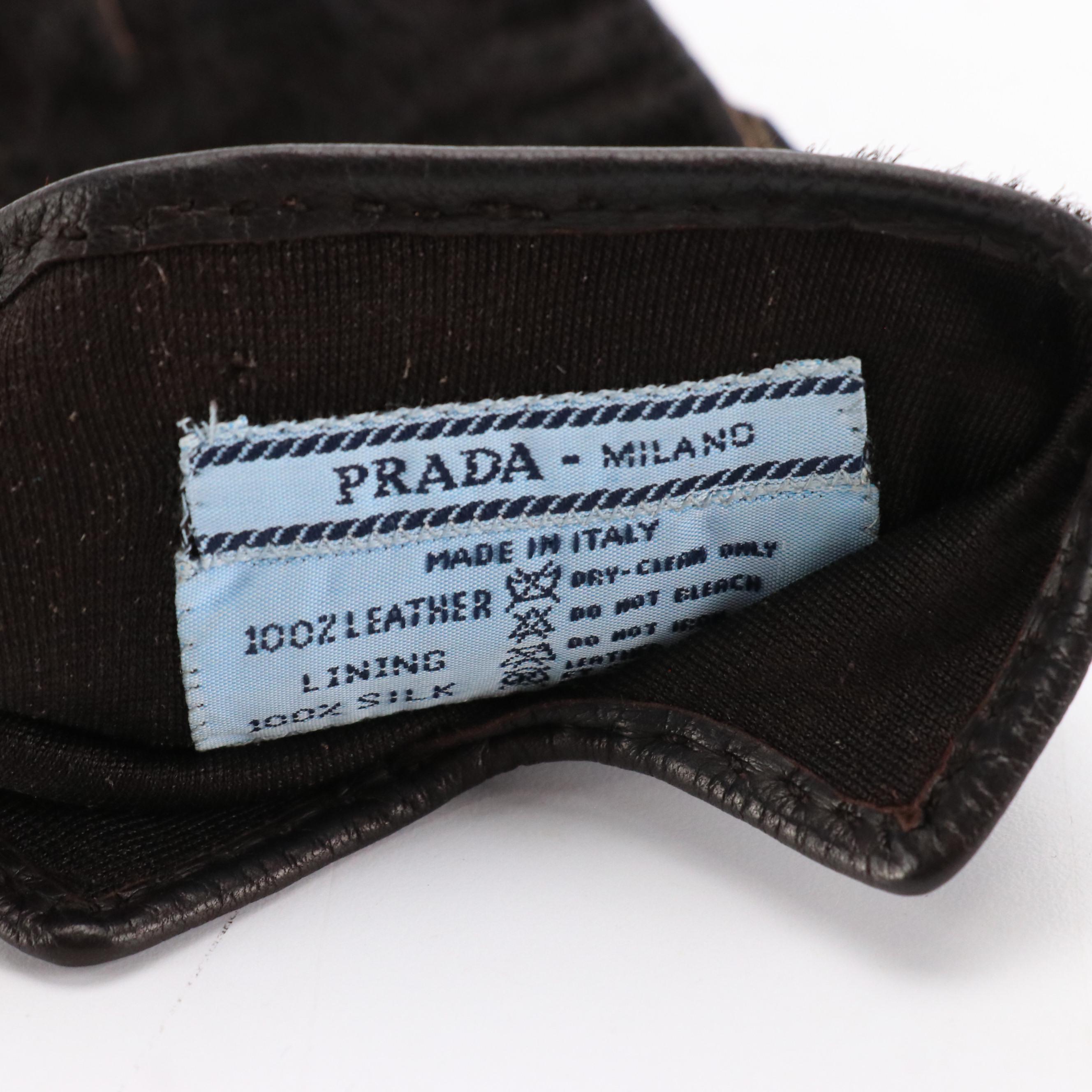 Prada Pony Hair and Lambskin Leather Hand Gloves with Silk Lining