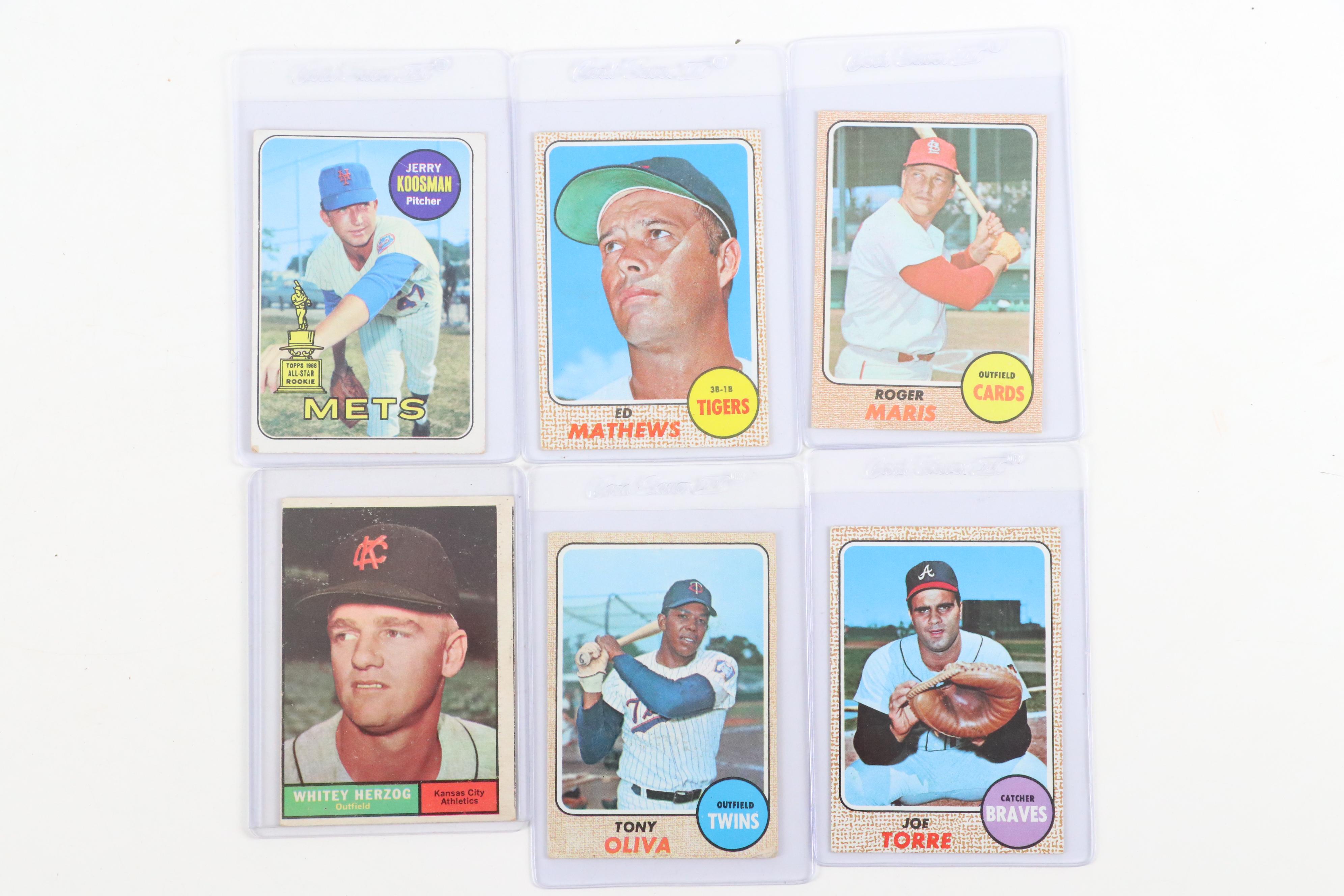 1960s Topps Baseball Cards with Aaron, Santo, McCovey, Rose, Maris, Robinson