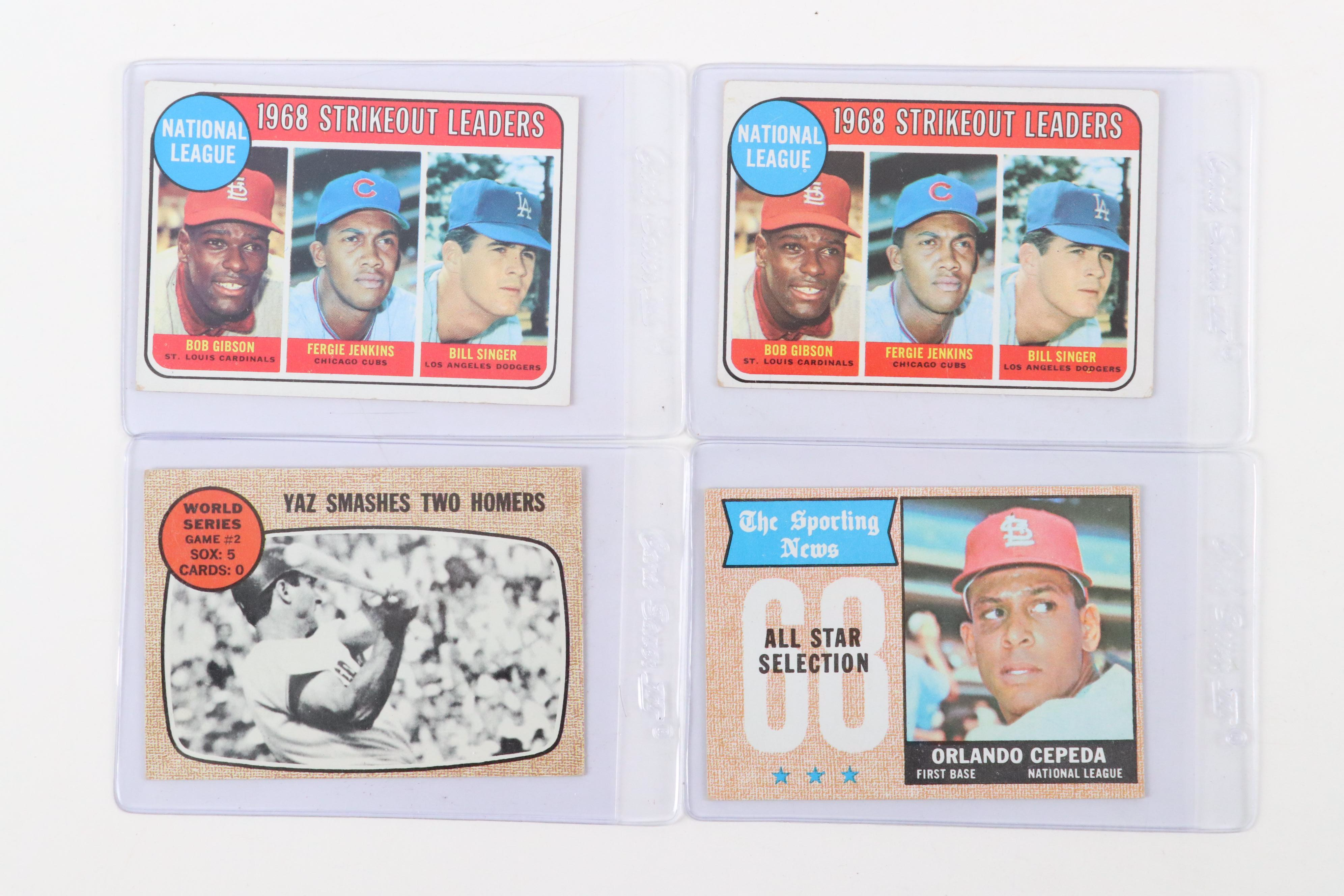 1960s Topps Baseball Cards with Aaron, Santo, McCovey, Rose, Maris, Robinson