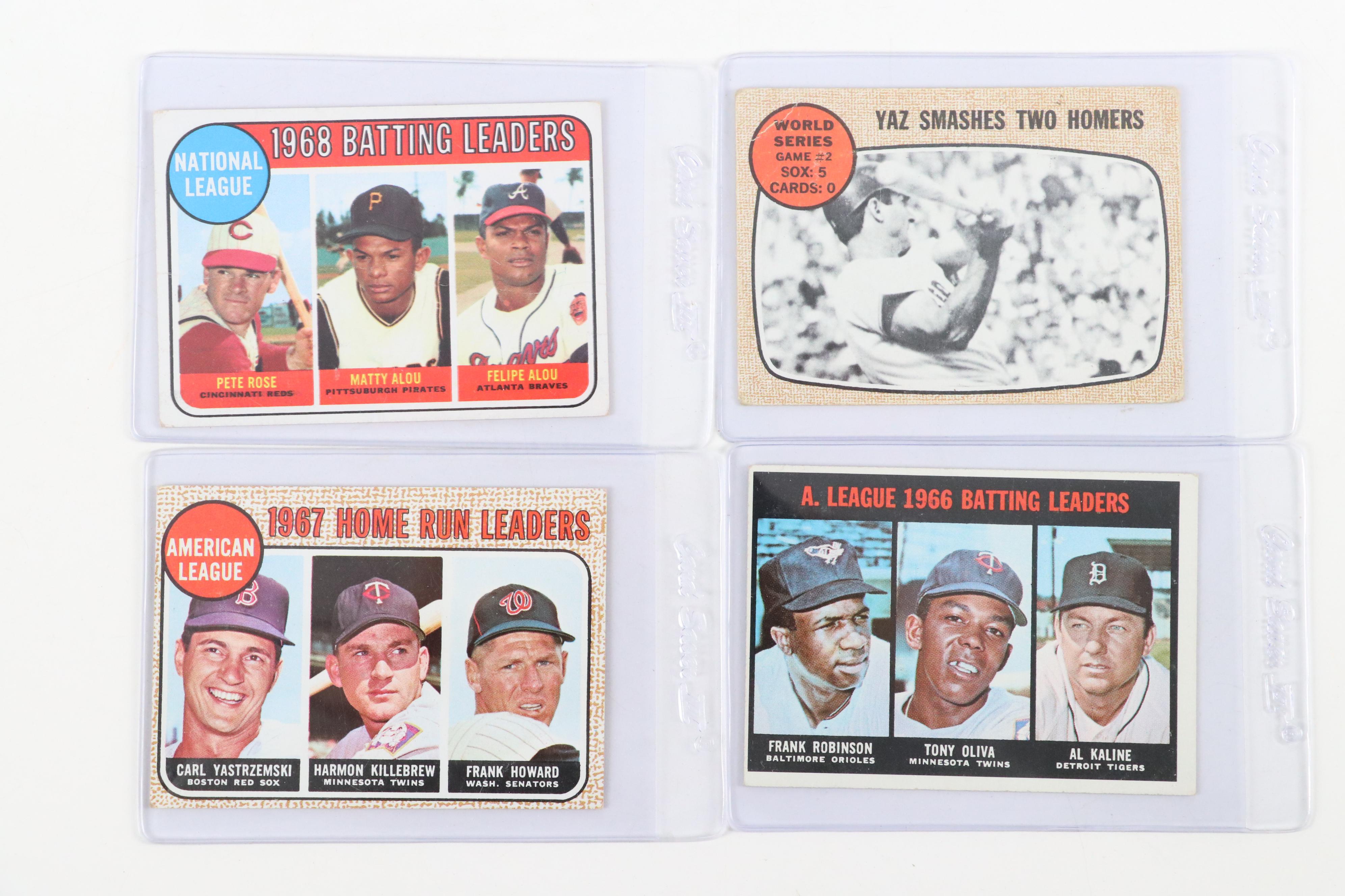 1960s Topps Baseball Cards with Aaron, Santo, McCovey, Rose, Maris, Robinson