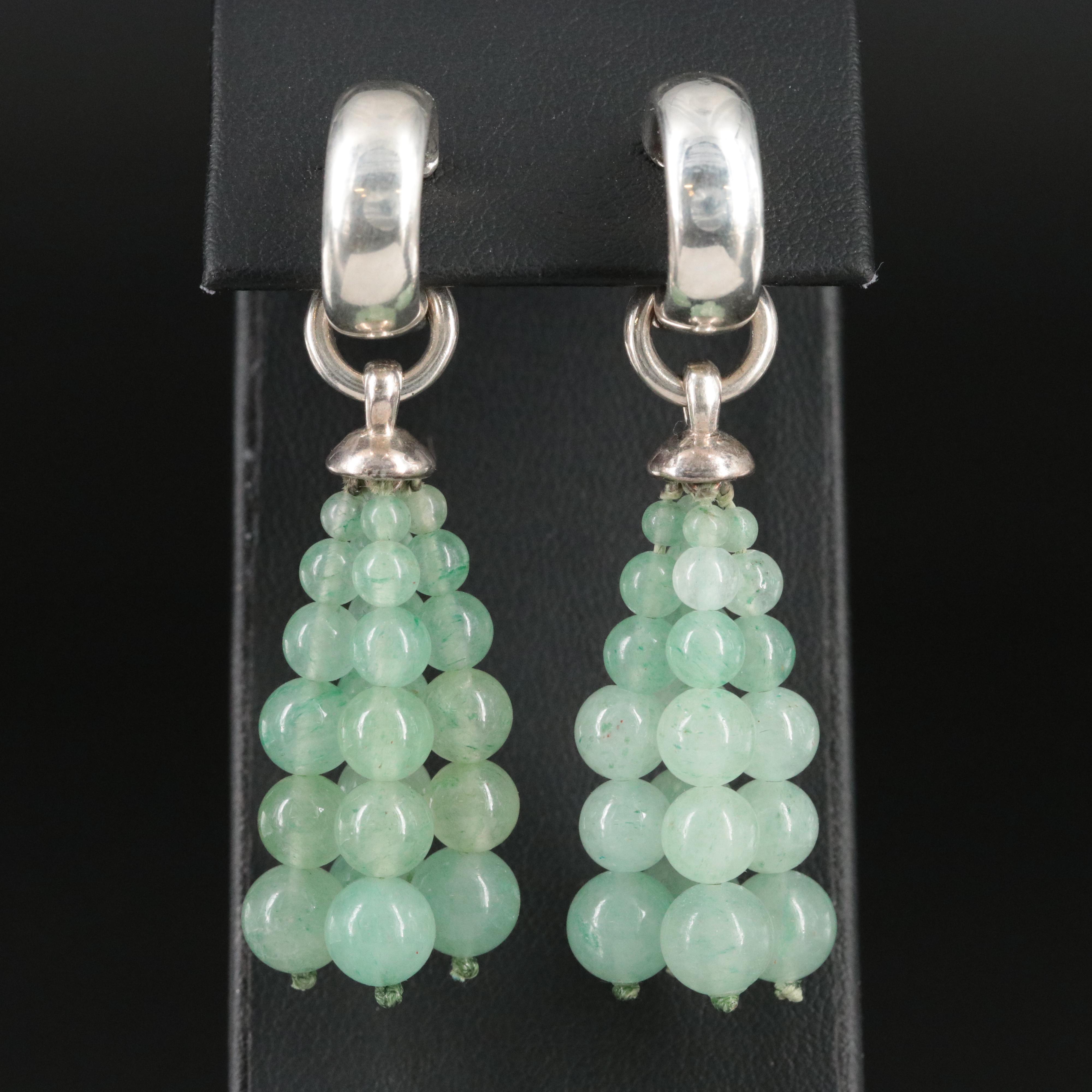 Tiffany & Co. Sterling Clip Earrings with Aventurine Removable Enhancers