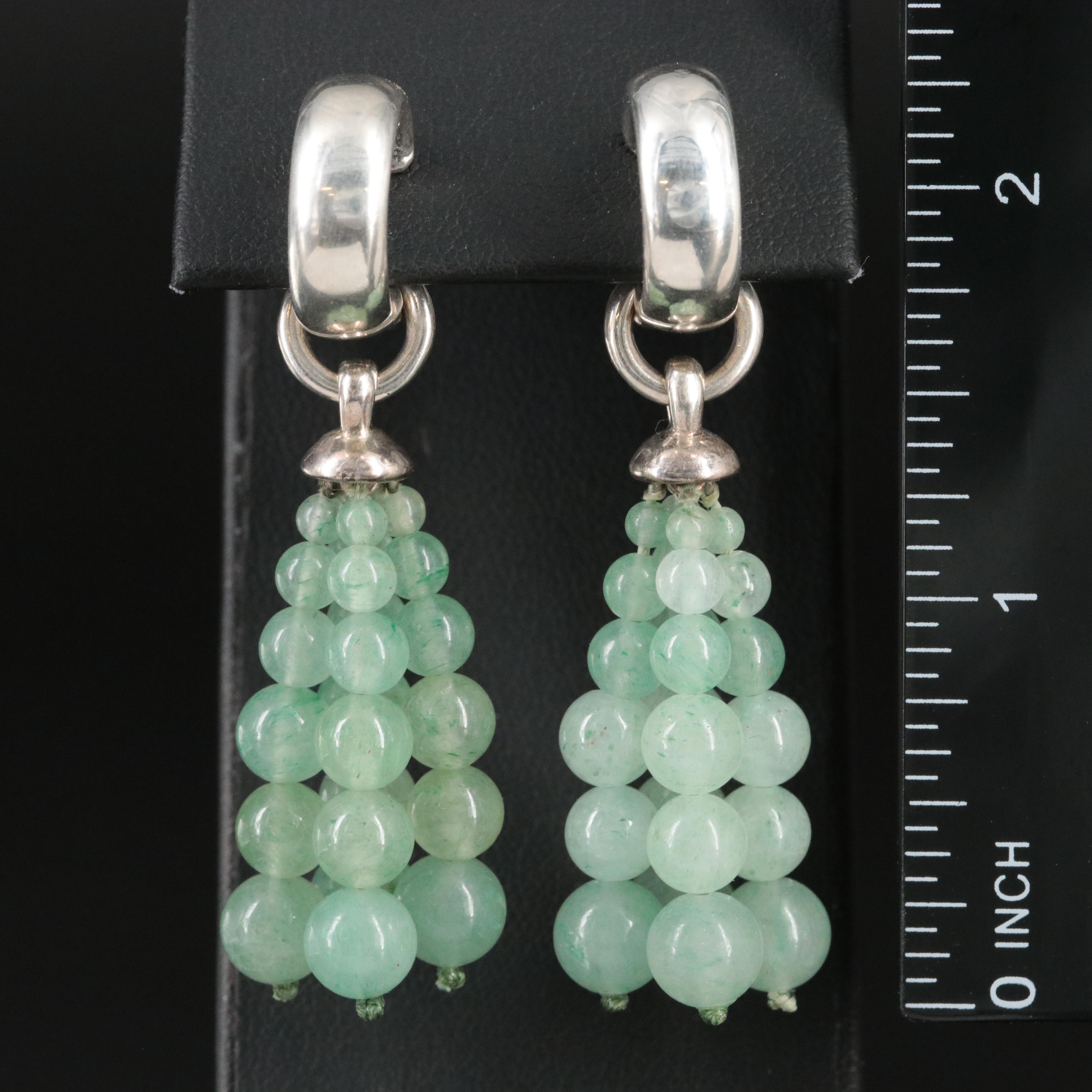 Tiffany & Co. Sterling Clip Earrings with Aventurine Removable Enhancers