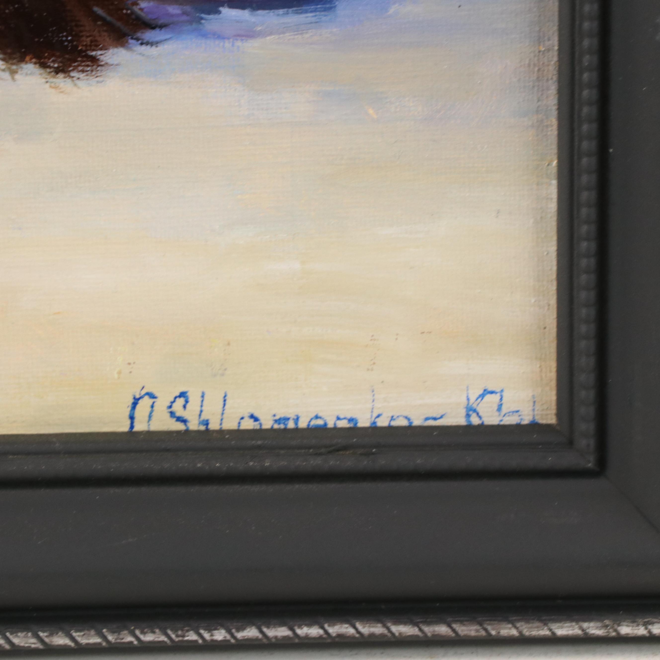 Nataliya Shlomenko Oil Painting of Cat "Gambler," 21st Century