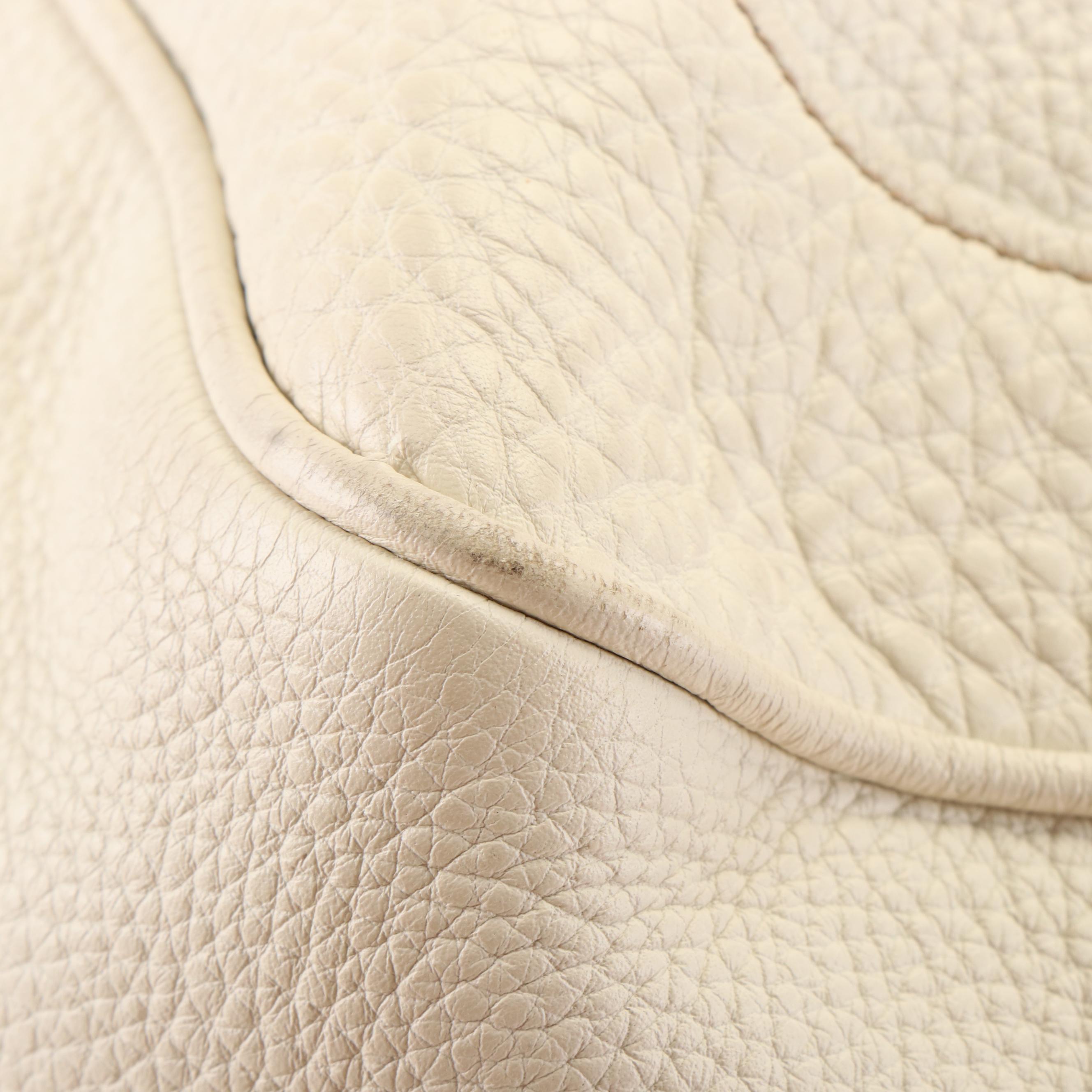 Prada Vitello Braided Top Handle Bag in White Pebbled Leather