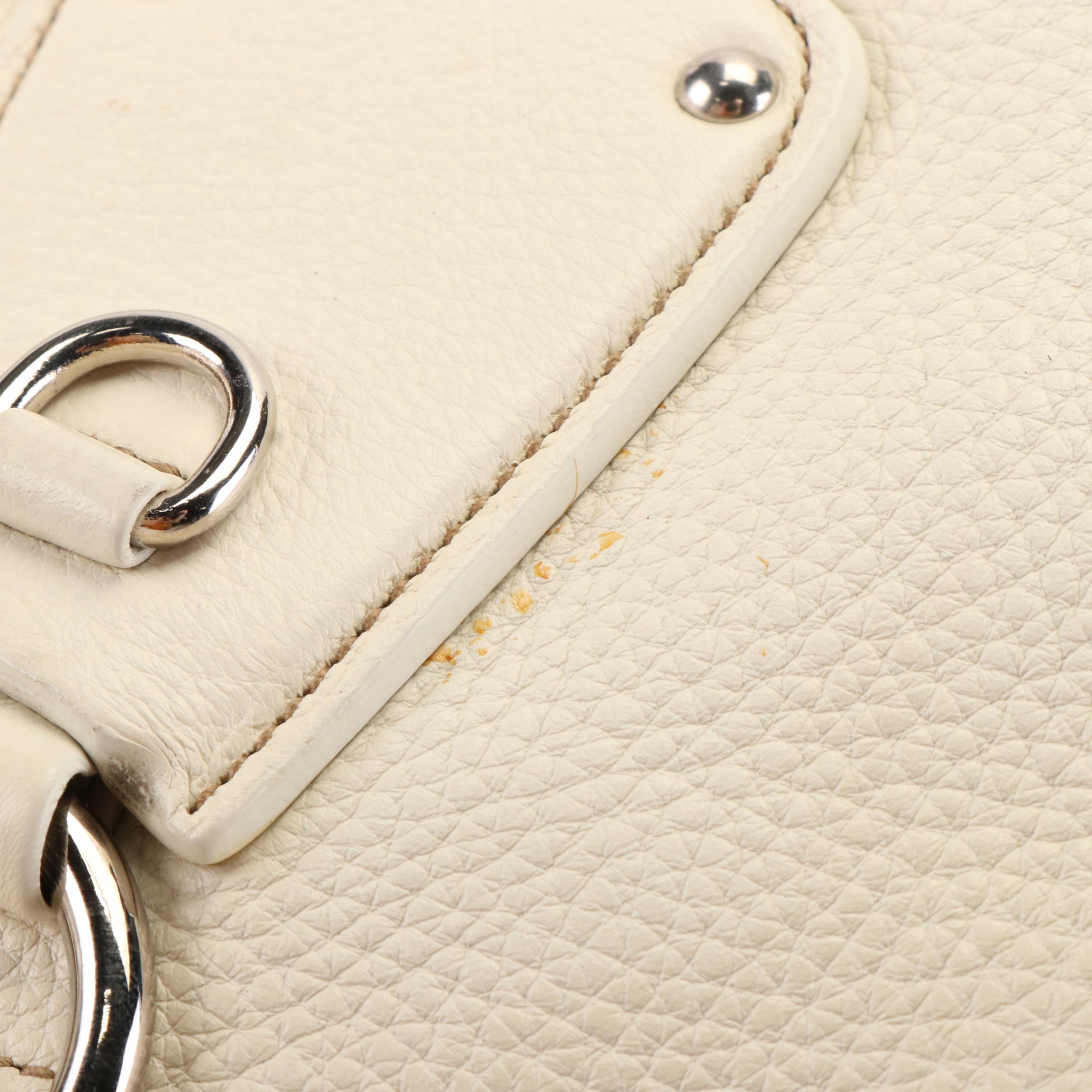 Prada Vitello Braided Top Handle Bag in White Pebbled Leather